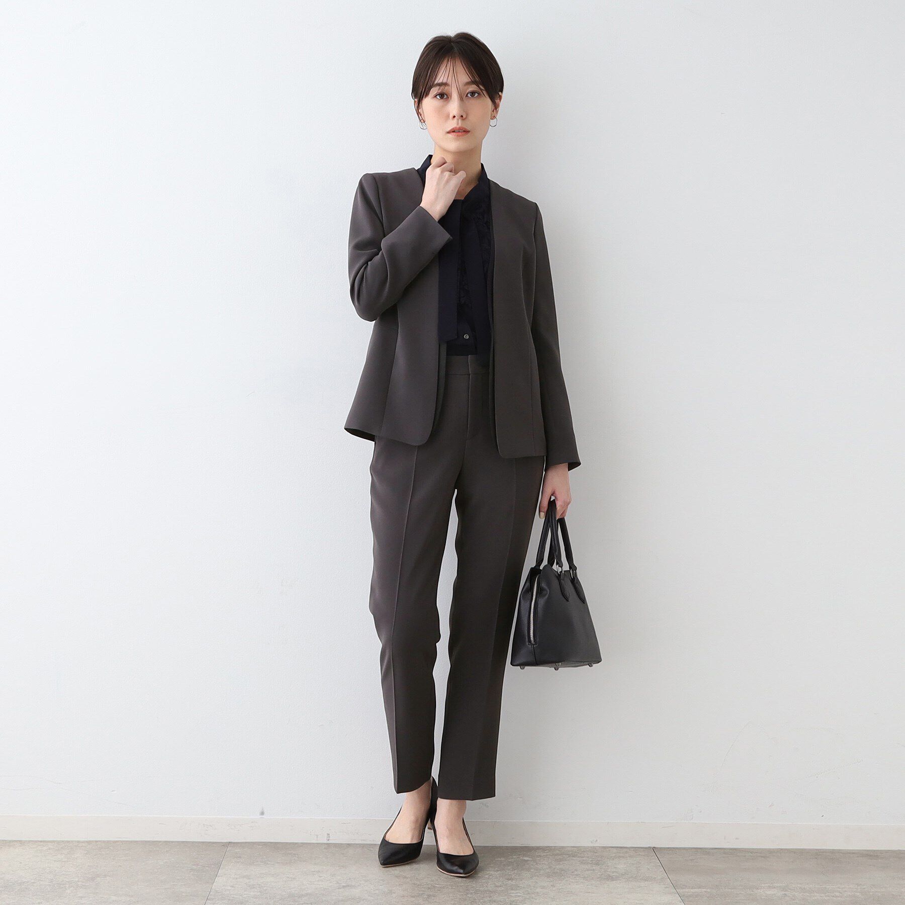 INDIVI「【日本製／トリアセテート混】スタイルアップ ノーカラージャケット」|スーツ|