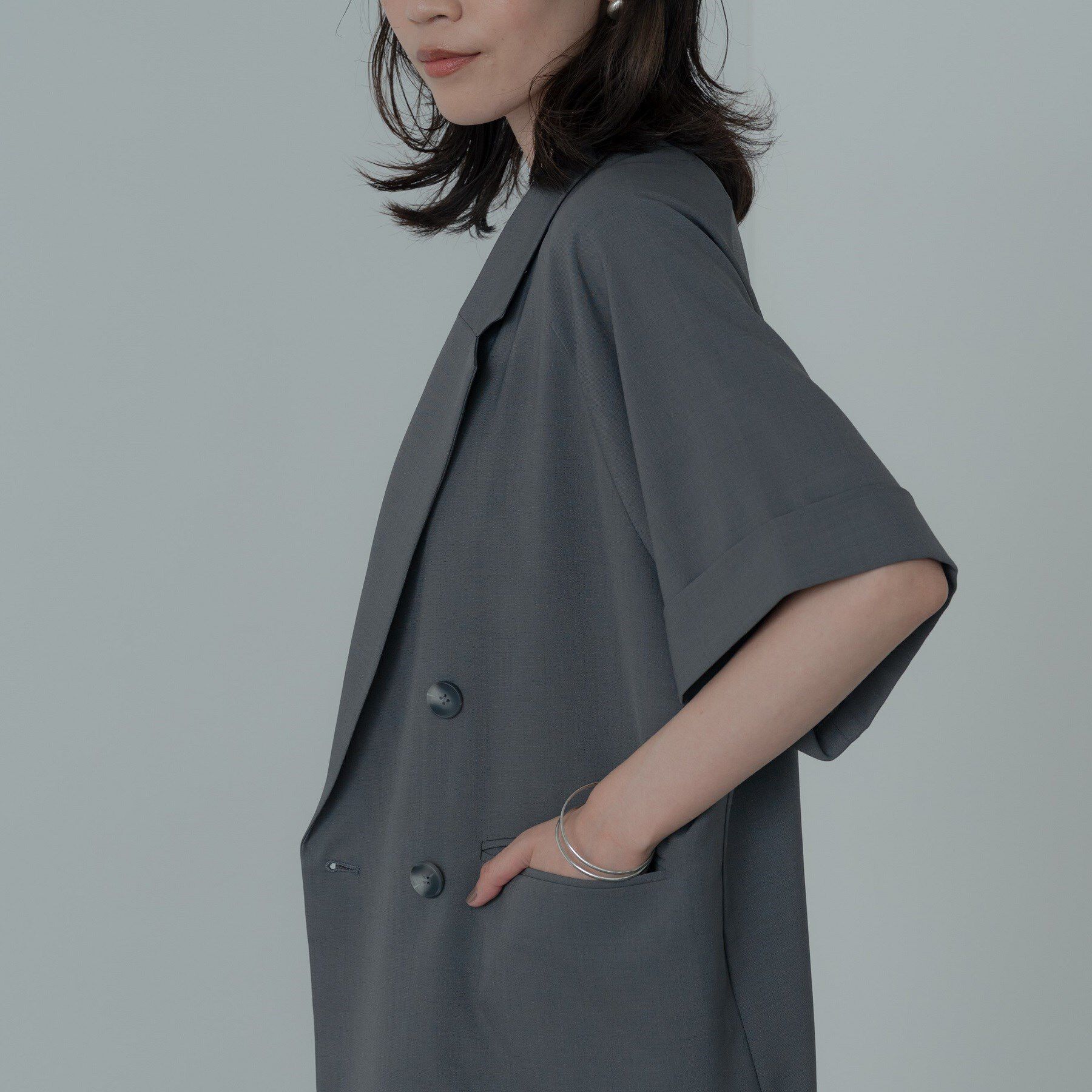 GALLEST「【セットアップ対応】イージーダブルブレスト半袖ジャケット」|テーラードジャケット|