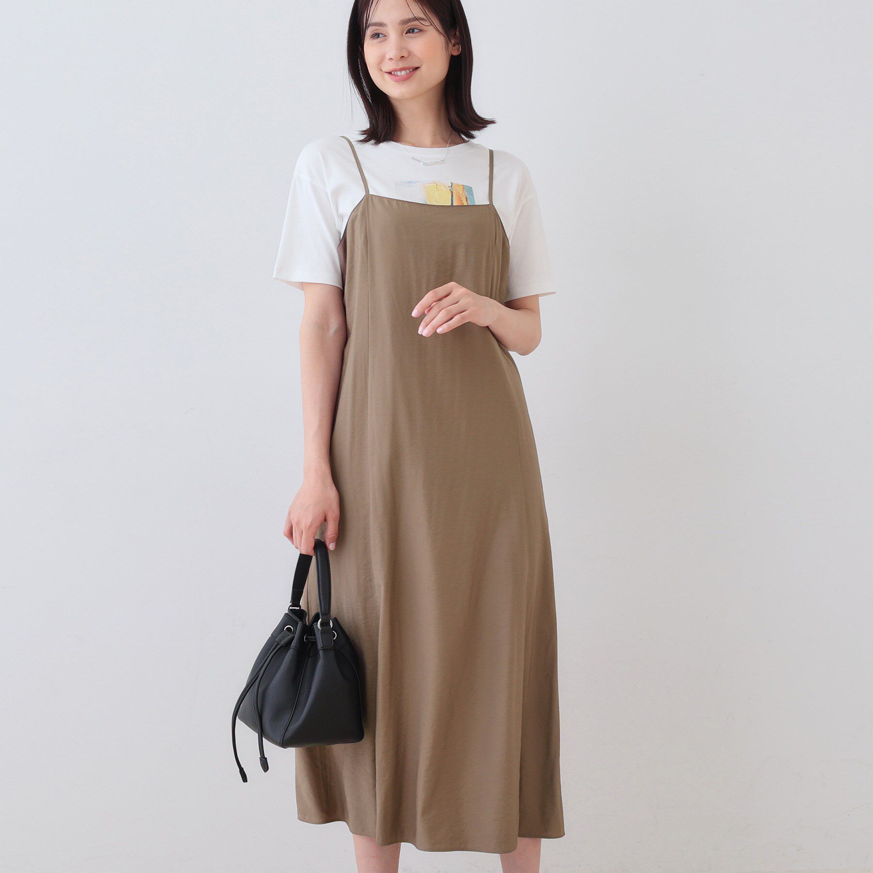 INDIVI「ワッシャーキャミワンピース」|ワンピース|モカブラウン(042