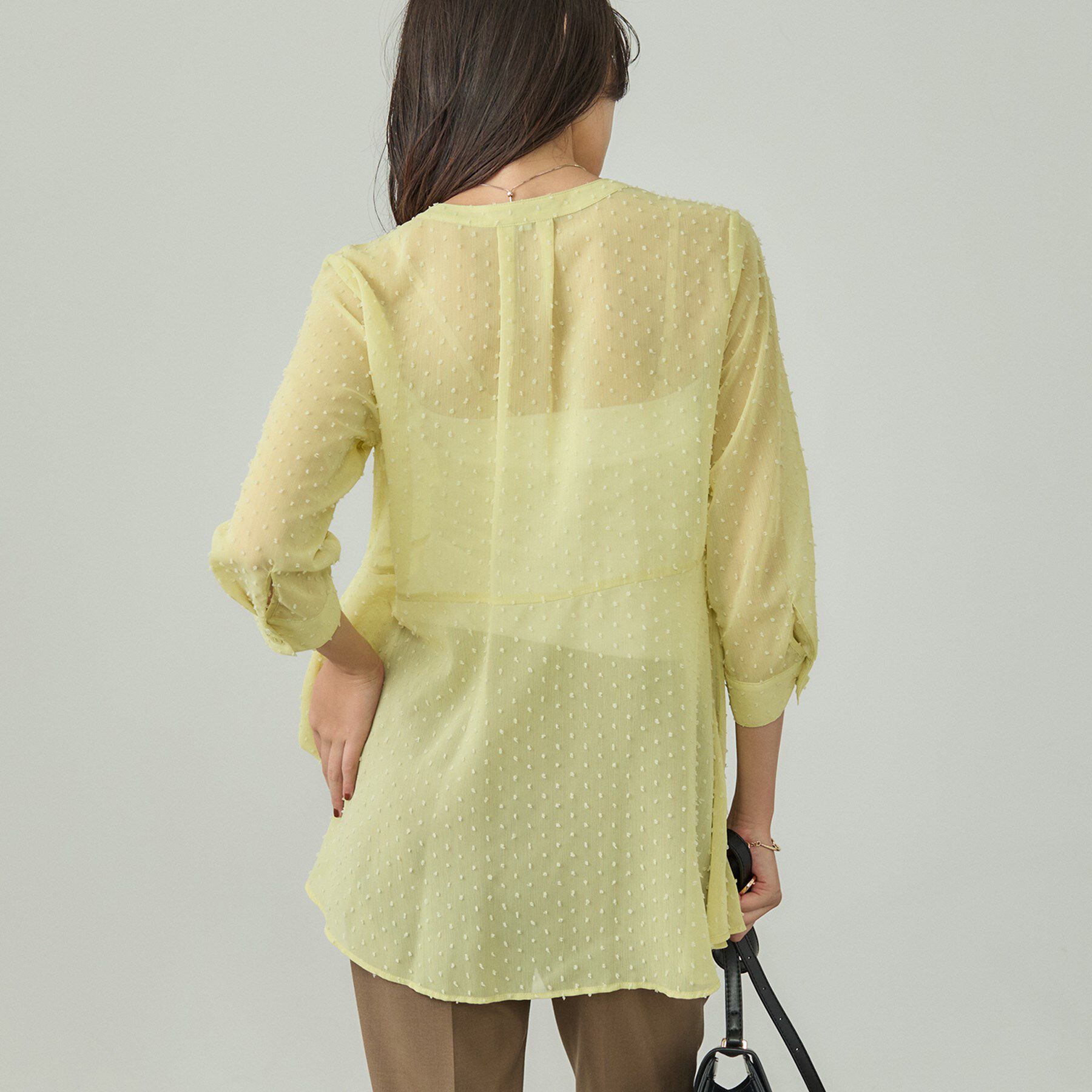 INDIVI「シアードット切り替えブラウス」|シャツ・ブラウス|