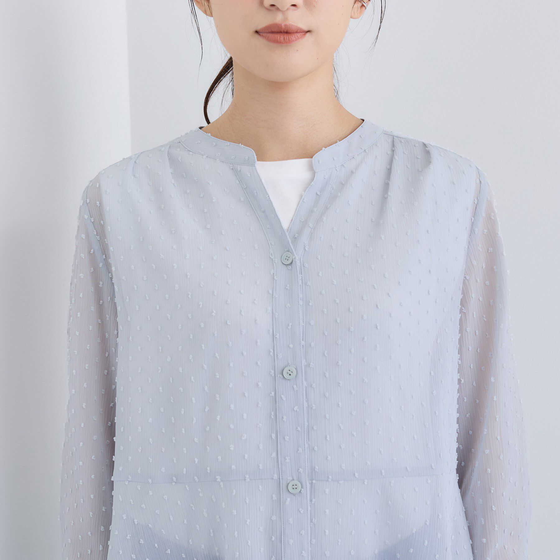 INDIVI「シアードット切り替えブラウス」|シャツ・ブラウス|