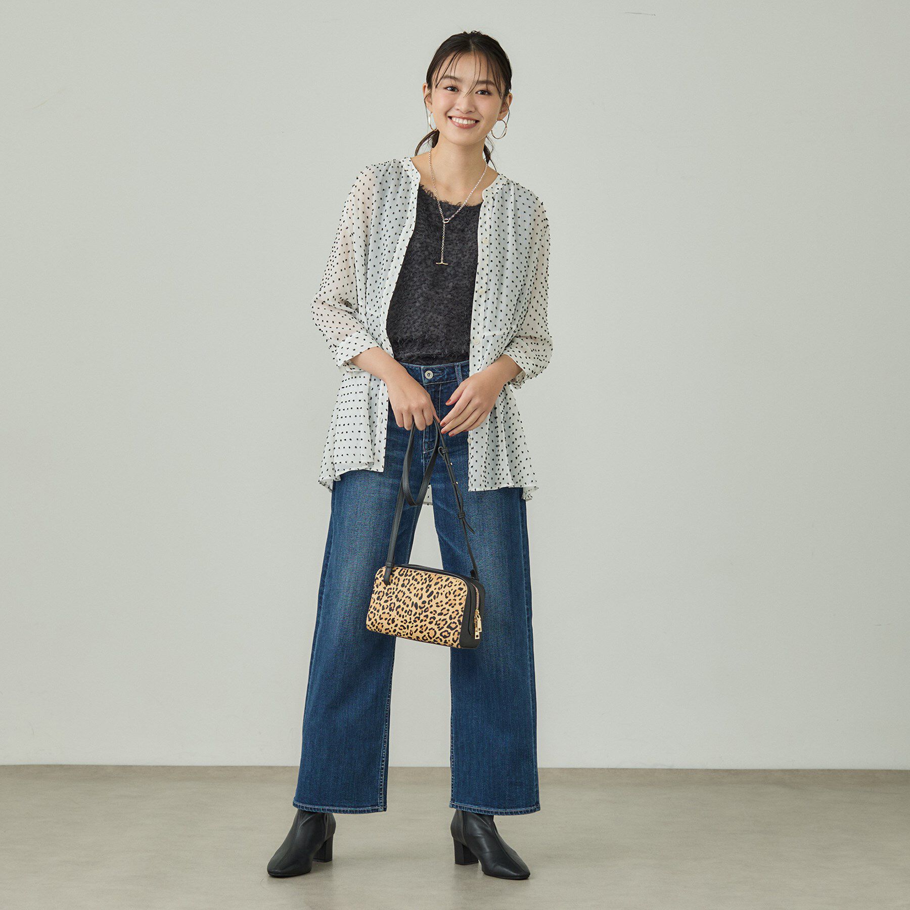 INDIVI「シアードット切り替えブラウス」|シャツ・ブラウス|