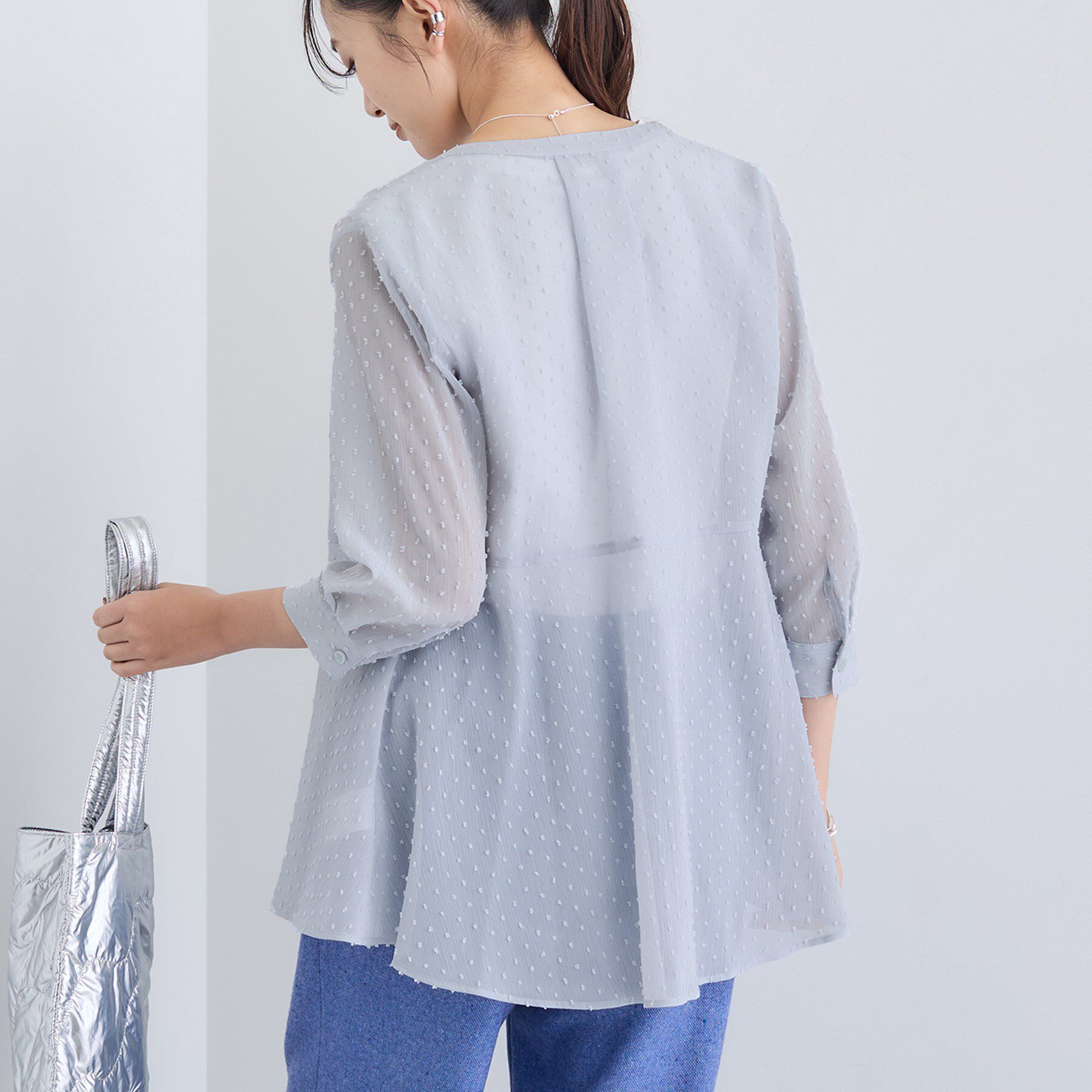 INDIVI「シアードット切り替えブラウス」|シャツ・ブラウス|