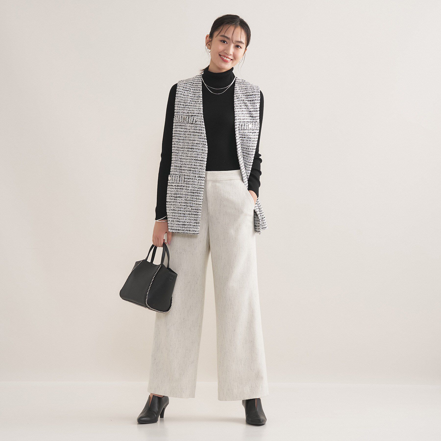 INDIVI「【2点セット／洗える／セレモニー】ツイードジレ＆ボウタイブラウス」|その他|