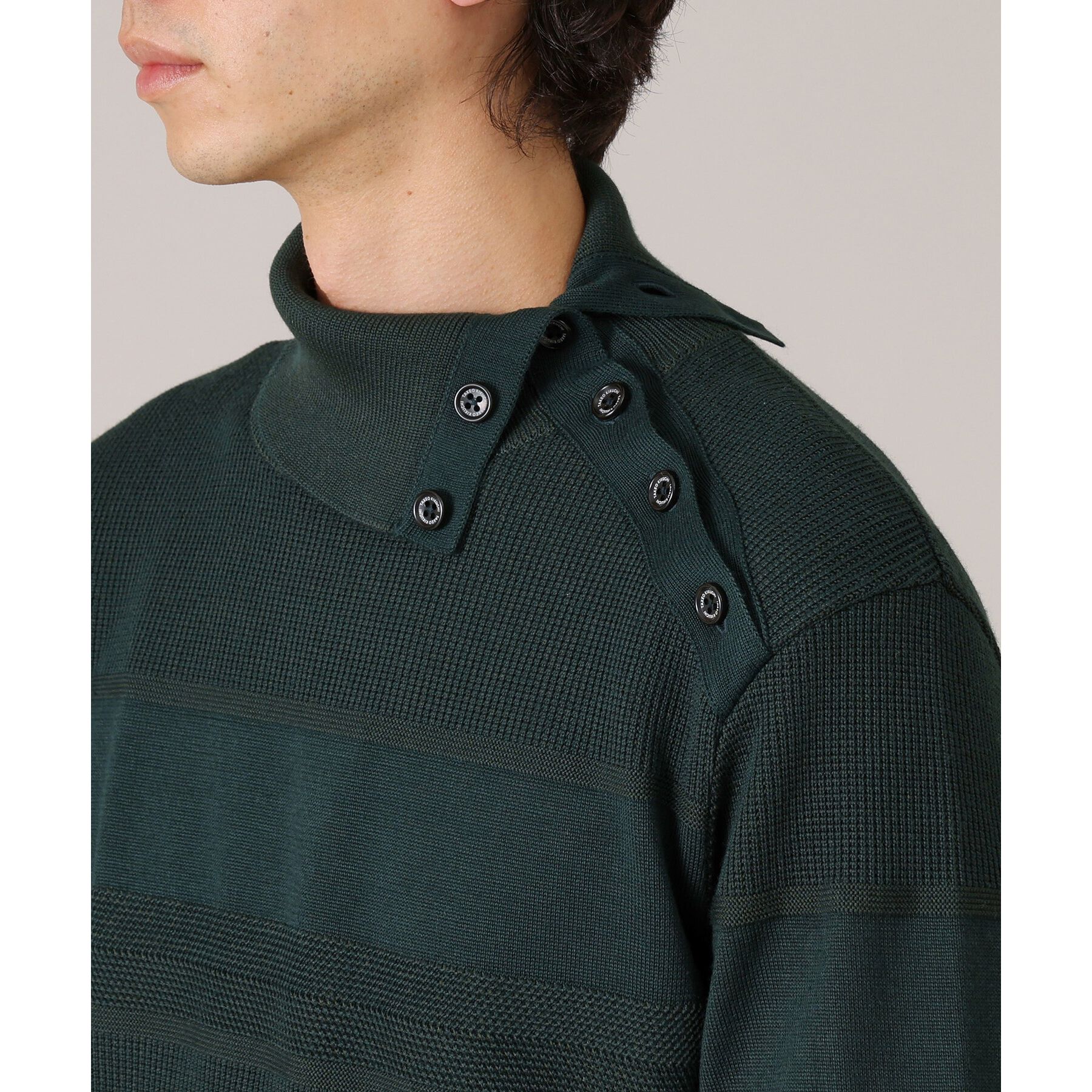 TAKEO KIKUCHI「【Made in JAPAN】ボタン タートルネック ニット」|ニット・セーター|