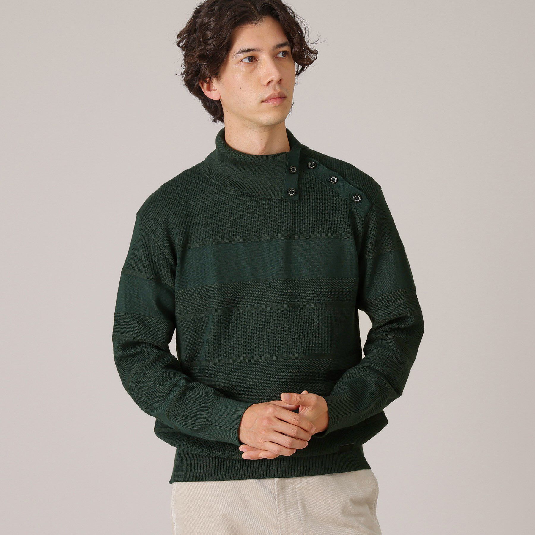 TAKEO KIKUCHI「【Made in JAPAN】ボタン タートルネック ニット」|ニット・セーター|