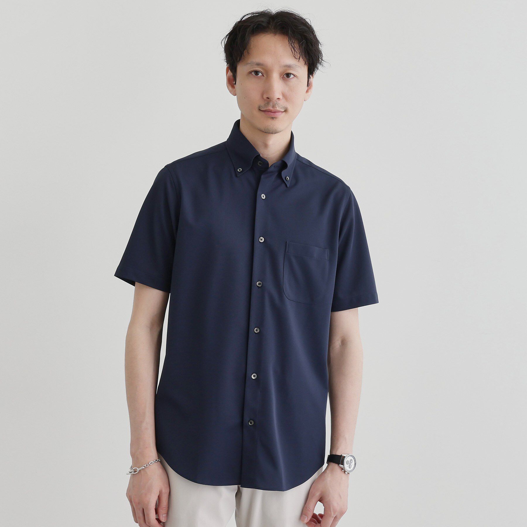 TAKEO KIKUCHI「ユーティリティ ピンヘッド 半袖シャツ」|シャツ・ブラウス|ブルー(093)