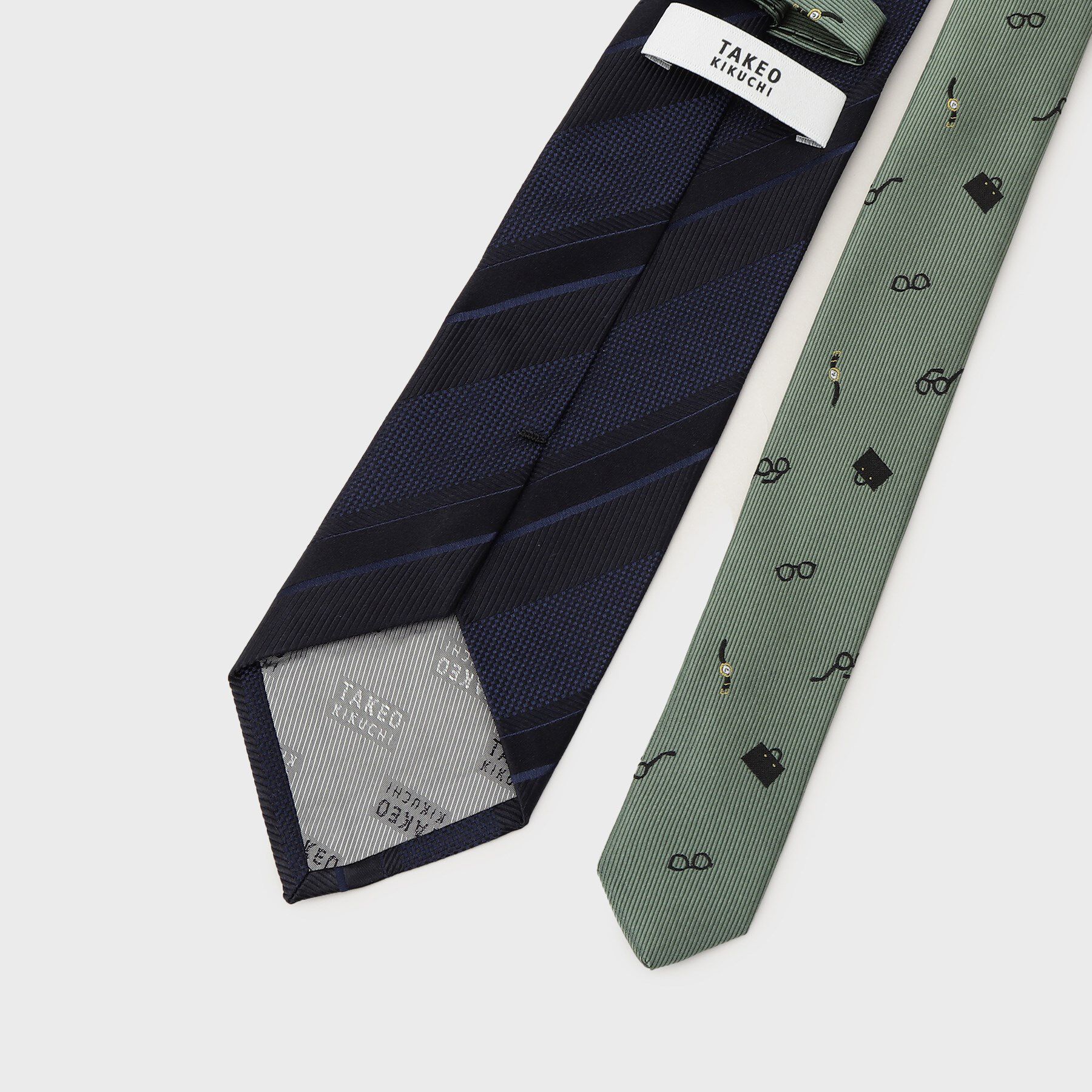 TAKEO KIKUCHI「【BOXセット】ジェントルマンストライプ ネクタイ&times;眼鏡型タイバー」|ネクタイ・蝶ネクタイ|