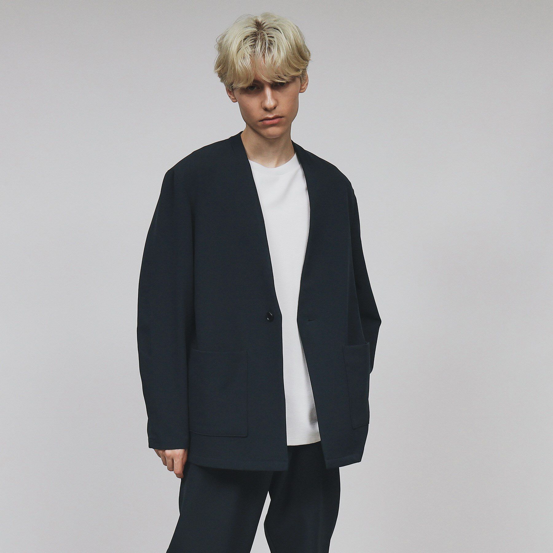 tk.TAKEO KIKUCHI「360度ストレッチノーカラージャケット」|ノーカラージャケット|ブルー(093)