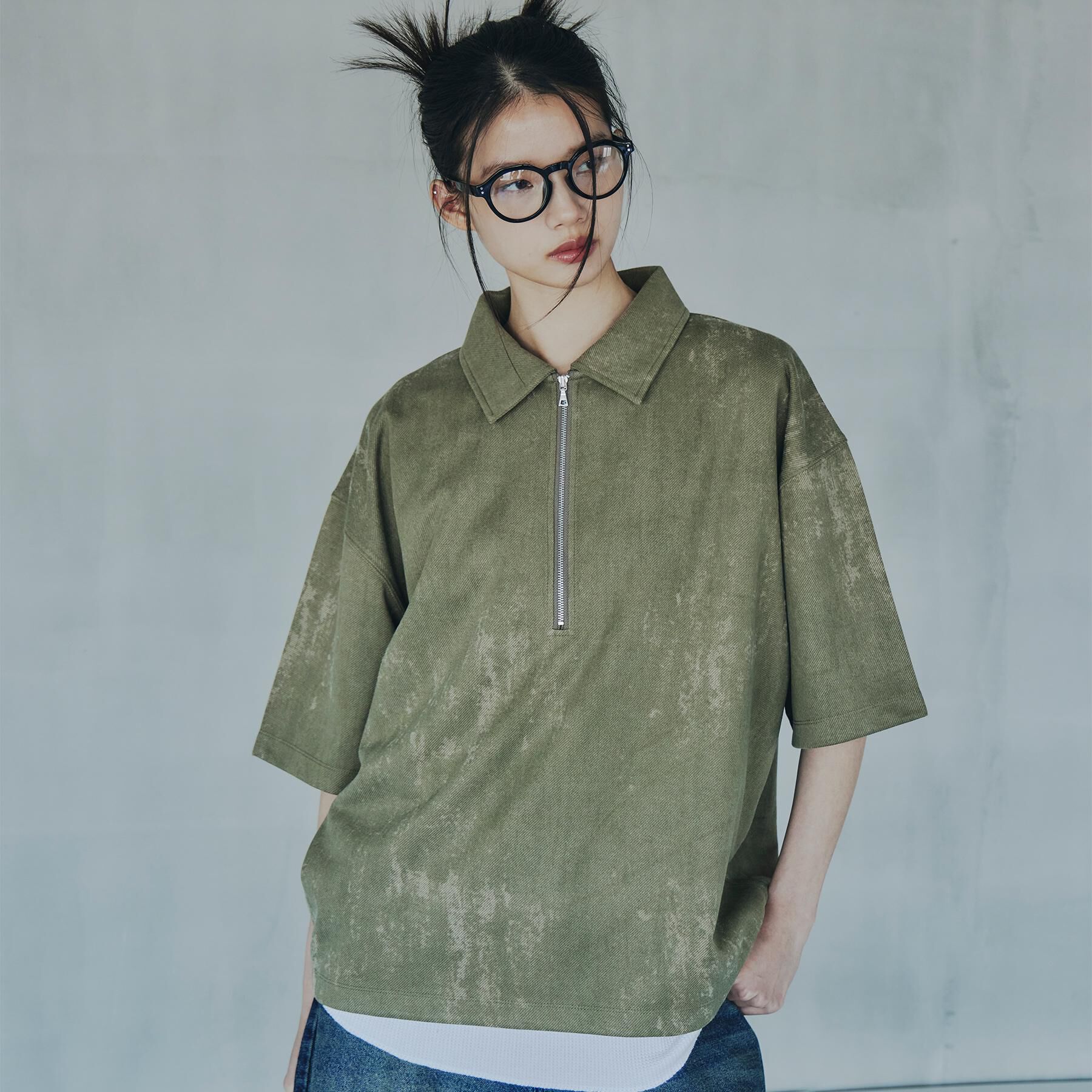 tk.TAKEO KIKUCHI「ヴィンテージライクハーフジップポロシャツ」|ポロシャツ|