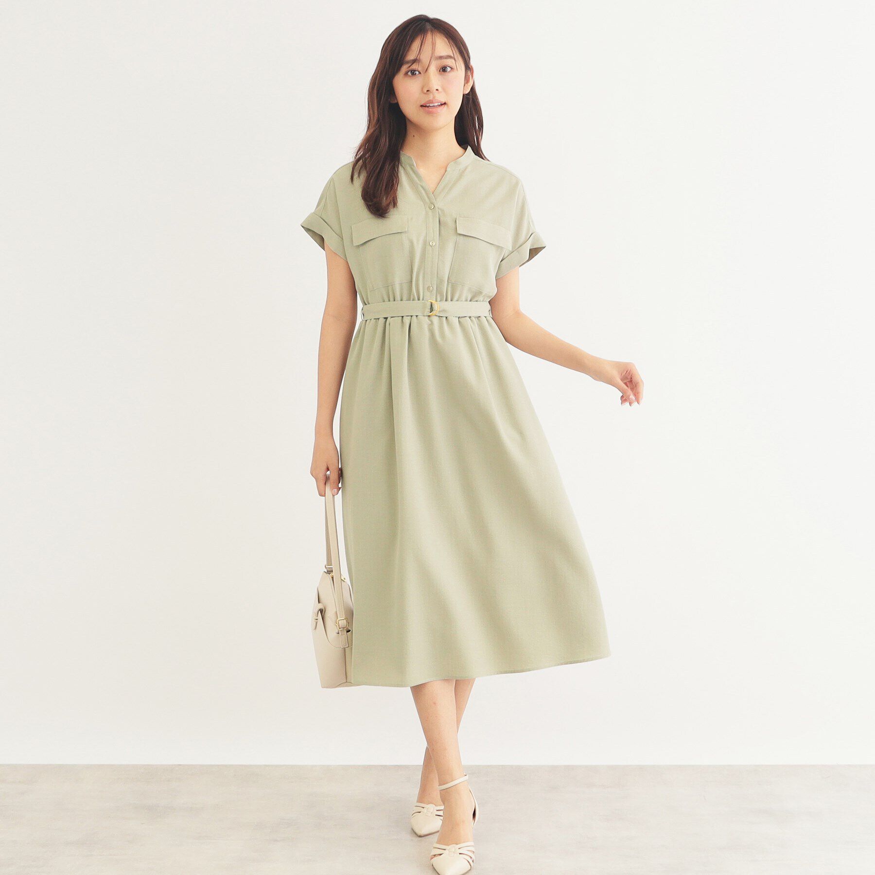 index「《6color/S-LLsize》ダブルポケットシャツワンピース【吸水速乾/防シワ/抗ピル/洗濯機洗」|ワンピース|