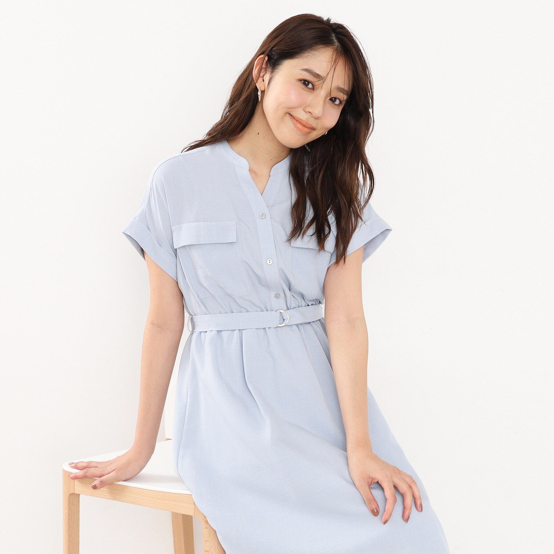 index「《6color/S-LLsize》ダブルポケットシャツワンピース【吸水速乾/防シワ/抗ピル/洗濯機洗」|ワンピース|