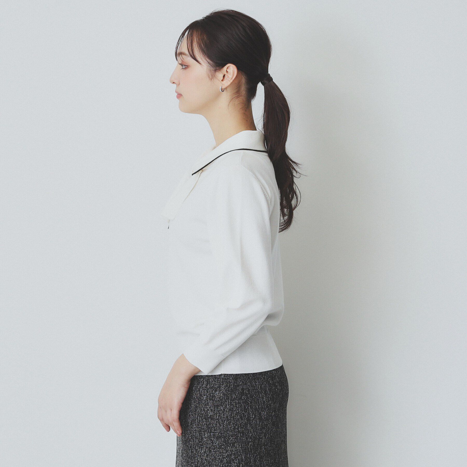 index「ロールカラーボウタイニット【洗濯機洗い可】」|ニット・セーター|