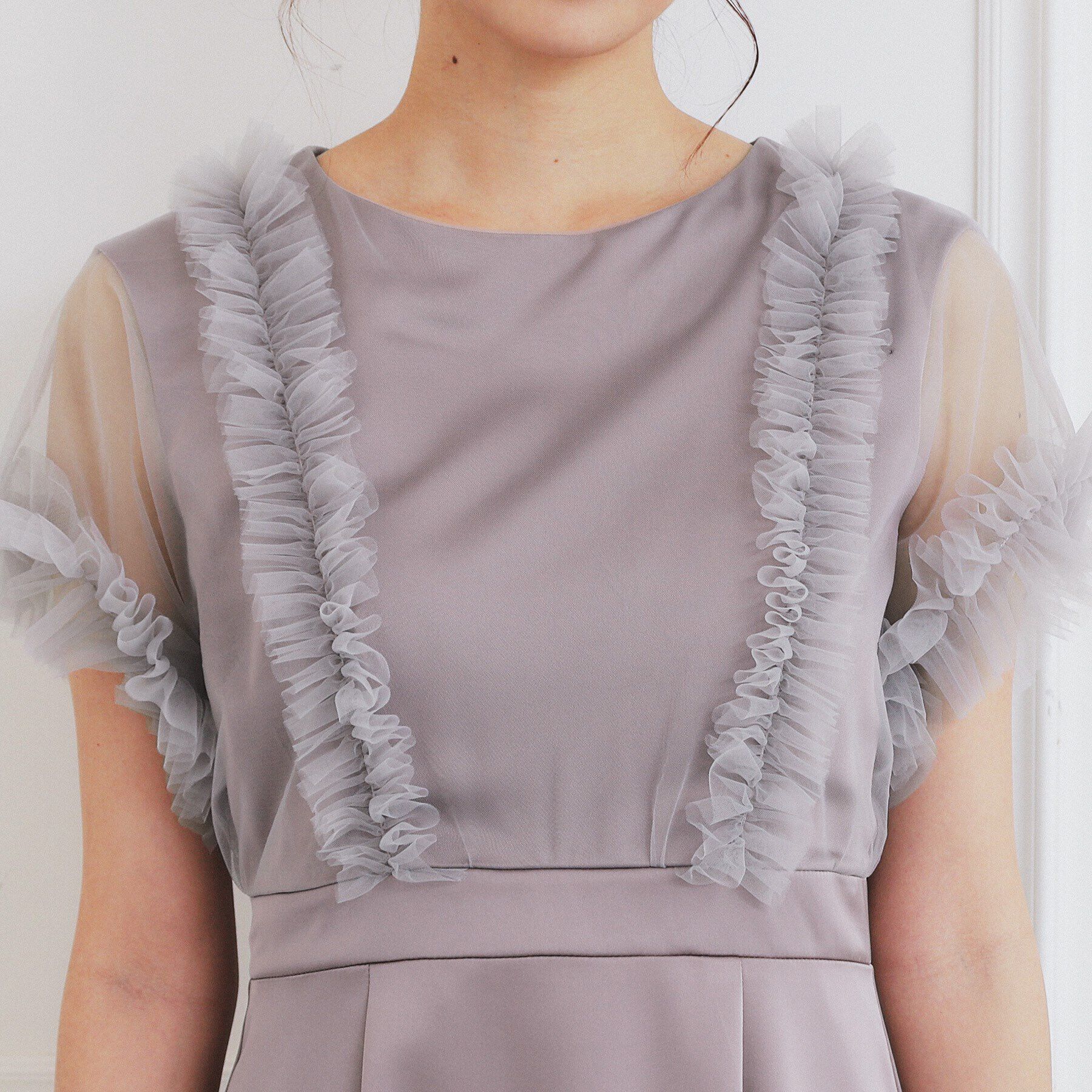 index「チュールフリルレイヤードサテンワンピース【洗濯機洗い可】」|ワンピース|