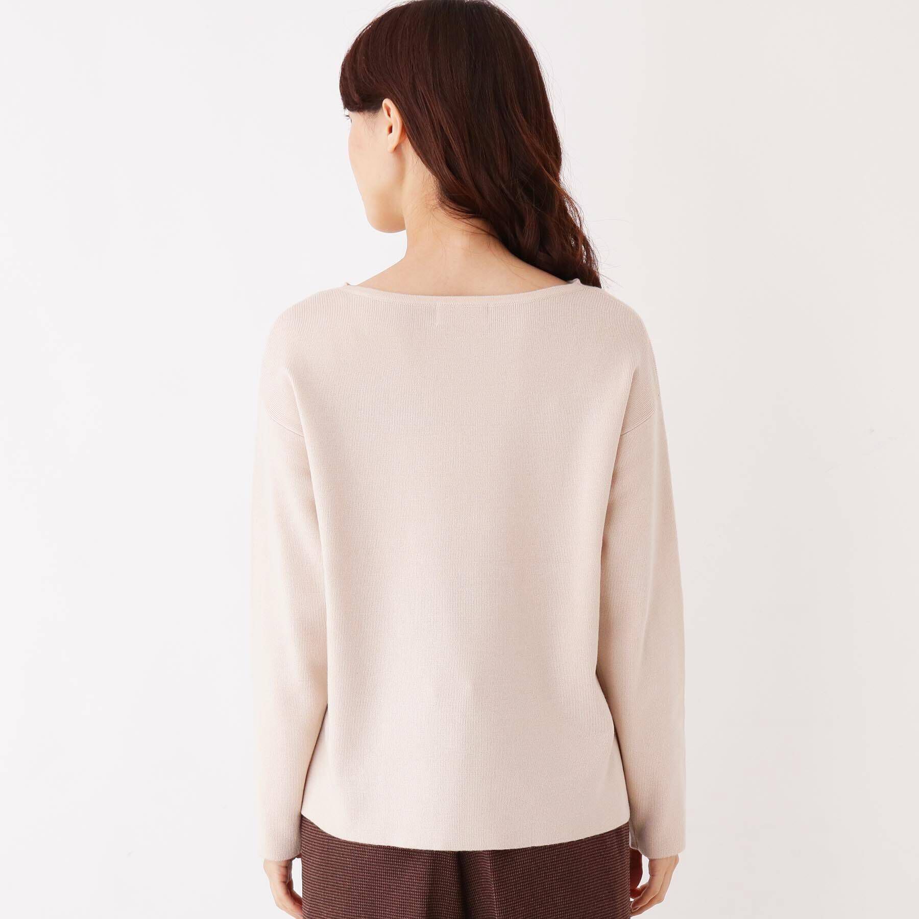 OPAQUE.CLIP「【洗える・34(SS) 42(LL)WEB限定サイズ】総針ボートネックプルオーバー」|ニット・セーター|