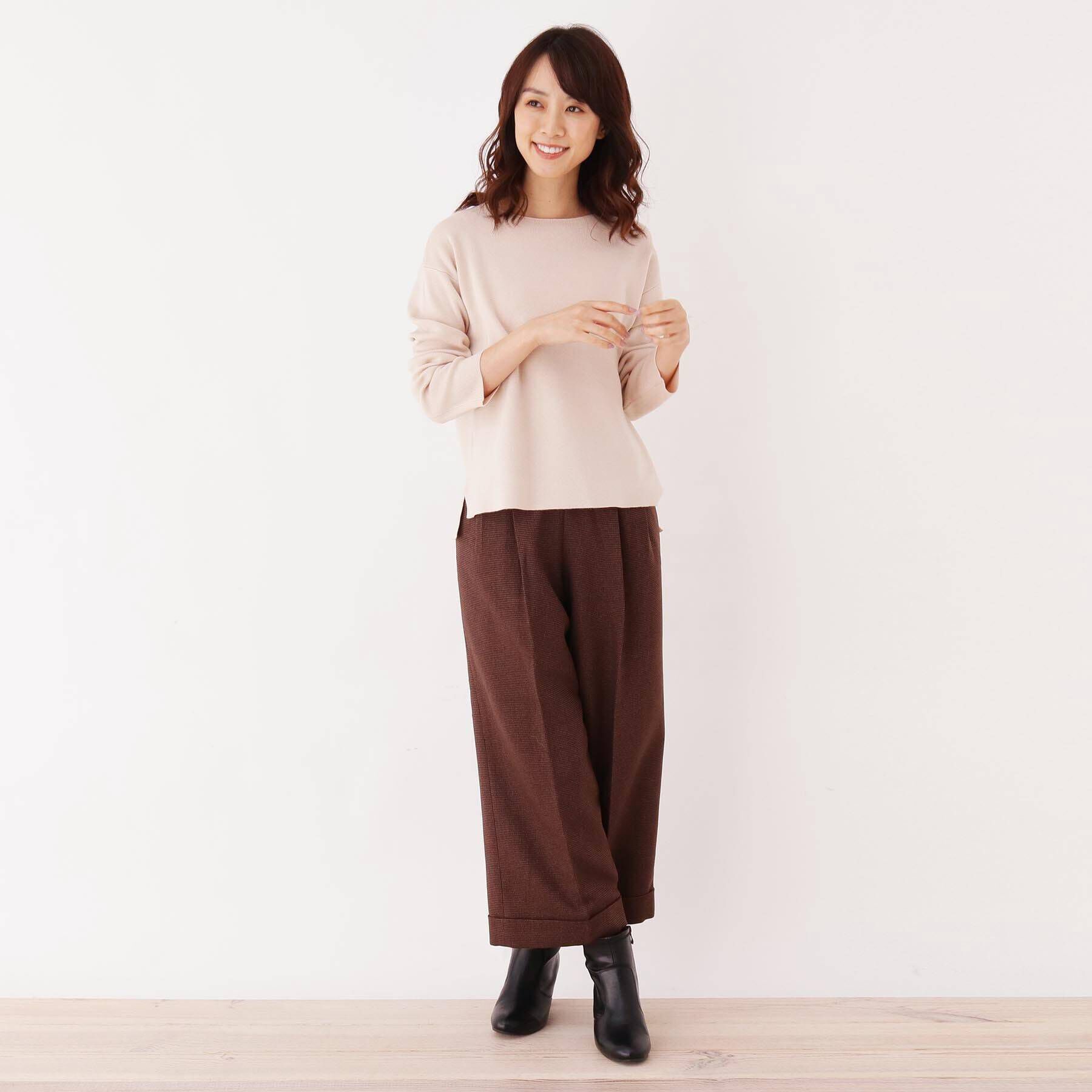 OPAQUE.CLIP「【洗える・34(SS) 42(LL)WEB限定サイズ】総針ボートネックプルオーバー」|ニット・セーター|