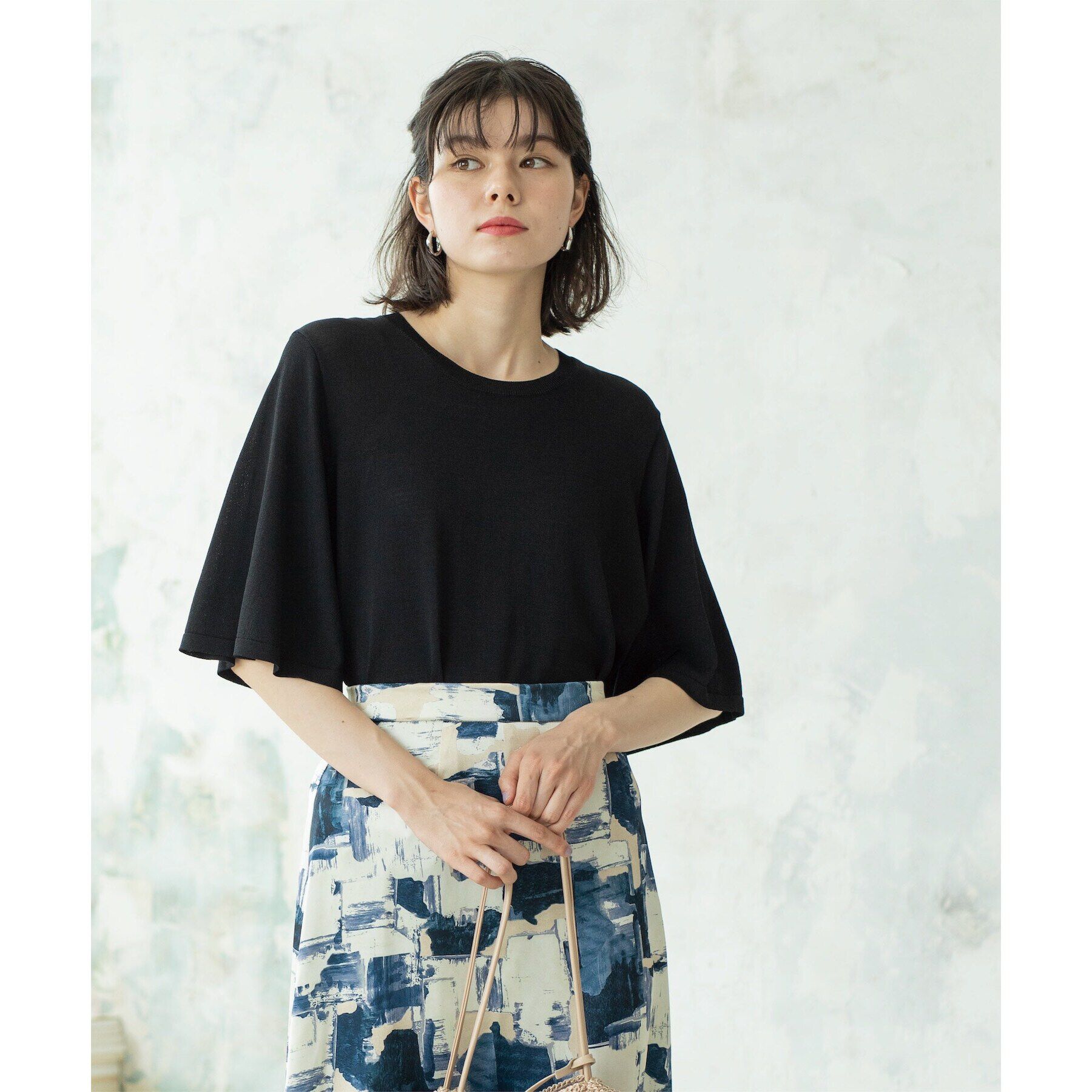 OPAQUE.CLIP「《6color》クールタッチフレアスリーブニット【洗濯機洗い可/UVケア/接触冷感/抗ピル】」|ニット・セーター|