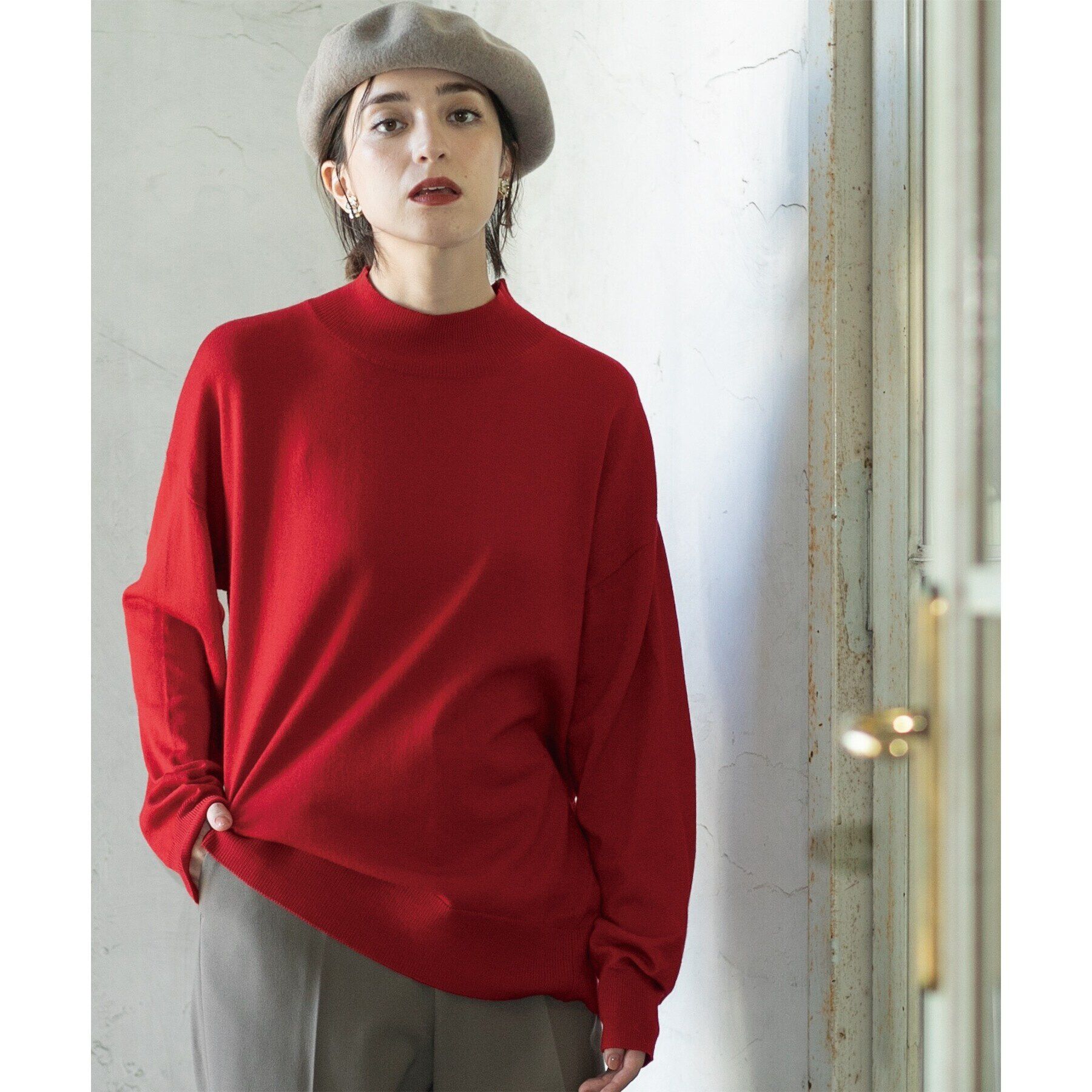 OPAQUE.CLIP「ハイネックリラクシーニット/FILIVIVI・フィルビビ【洗濯機洗い可】」|ニット・セーター|