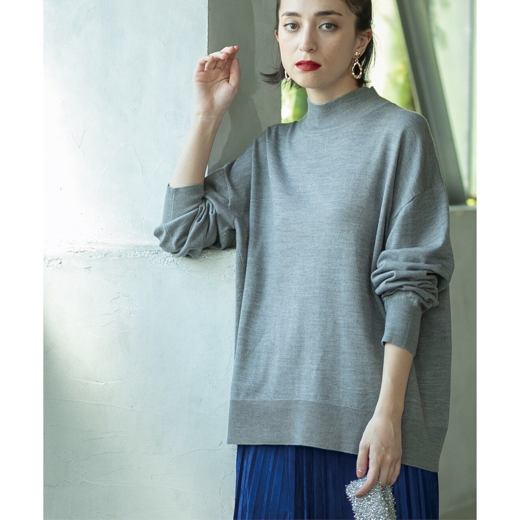 OPAQUE.CLIP「ハイネックリラクシーニット/FILIVIVI・フィルビビ【洗濯機洗い可】」|ニット・セーター|