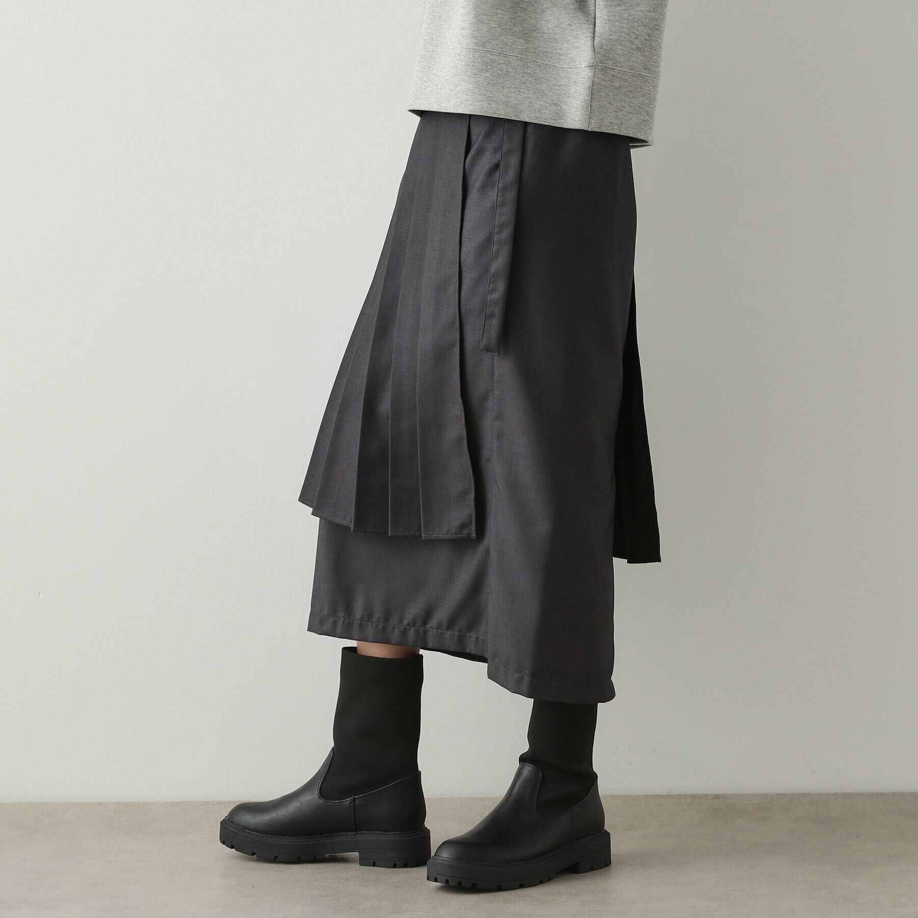 OPAQUE.CLIP「≪ツインセット≫プリーツラップ&times;ナロースカート【洗濯機洗い可】」|スカート|