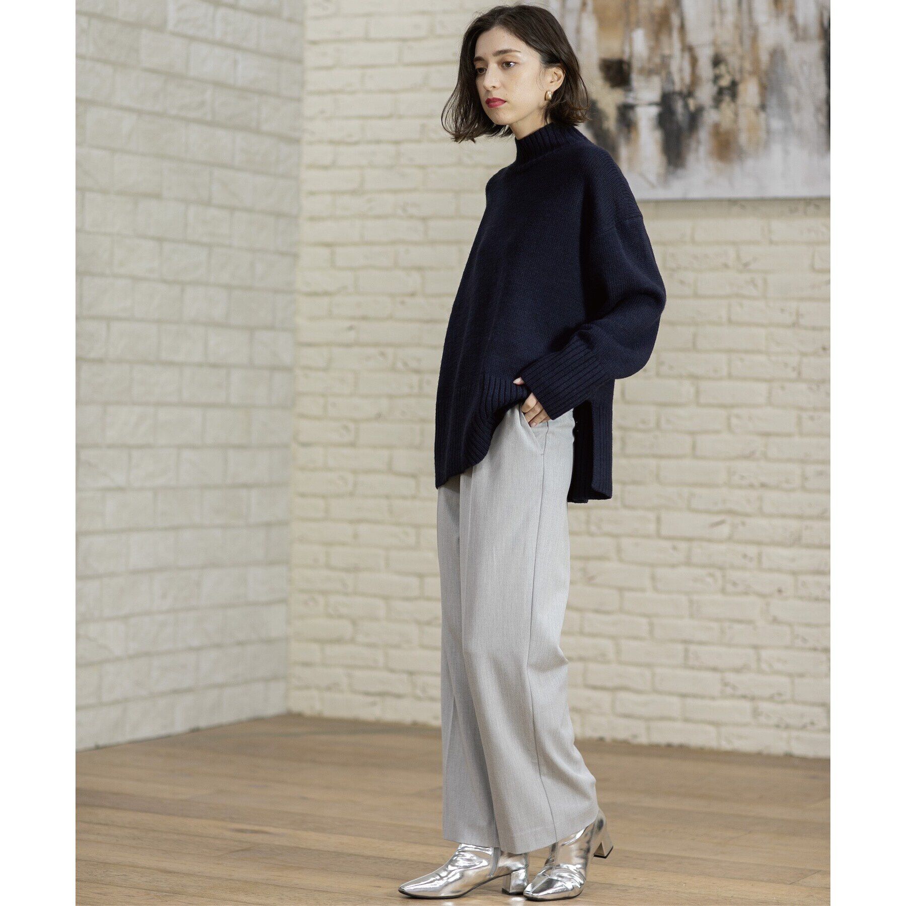 OPAQUE.CLIP「《SS-LLsize》着丈が選べる！裏起毛ストレッチイージーワイドパンツ【蓄熱素材/洗濯機洗い可】」|その他|