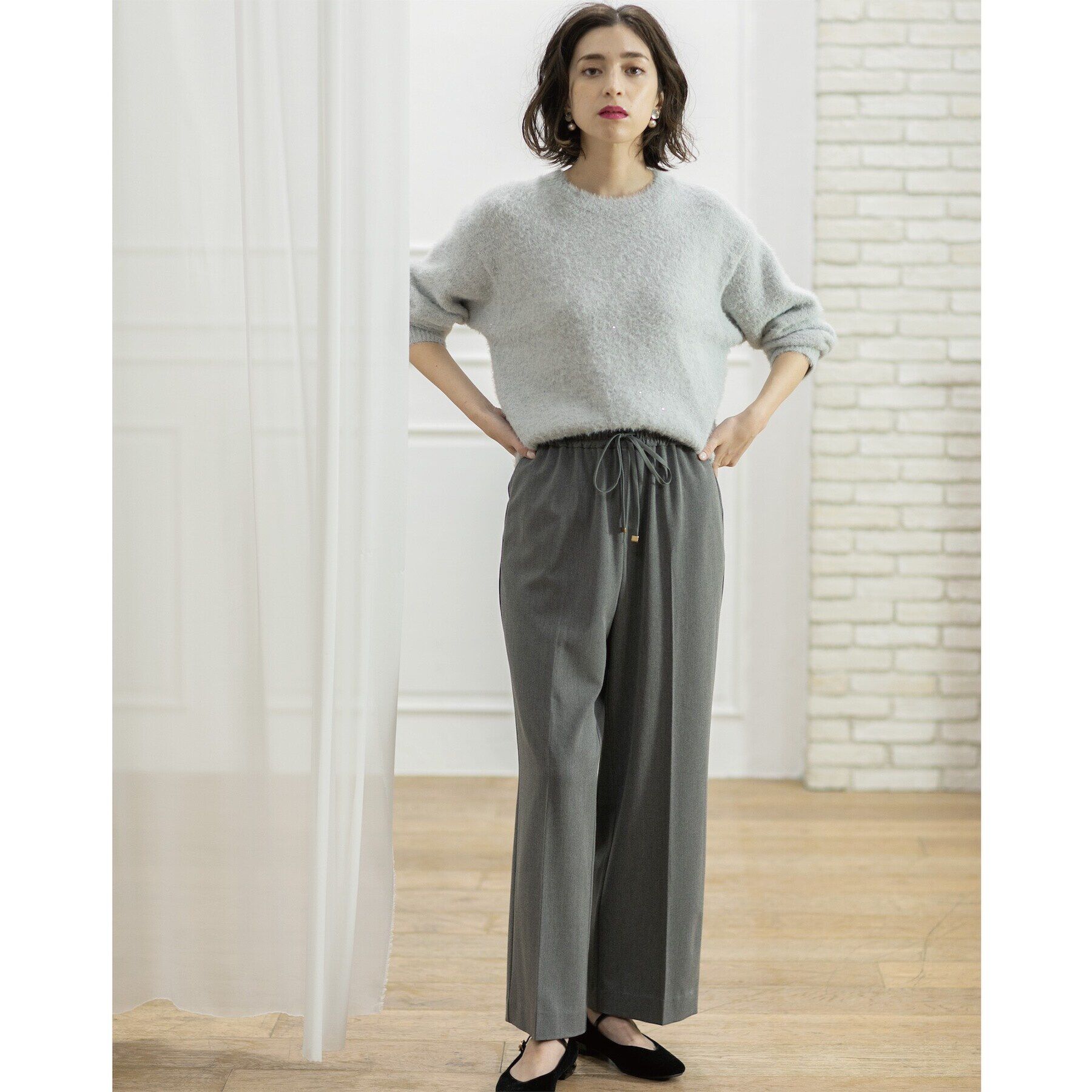 OPAQUE.CLIP「《SS-LLsize》着丈が選べる！裏起毛ストレッチイージーワイドパンツ【蓄熱素材/洗濯機洗い可】」|その他|