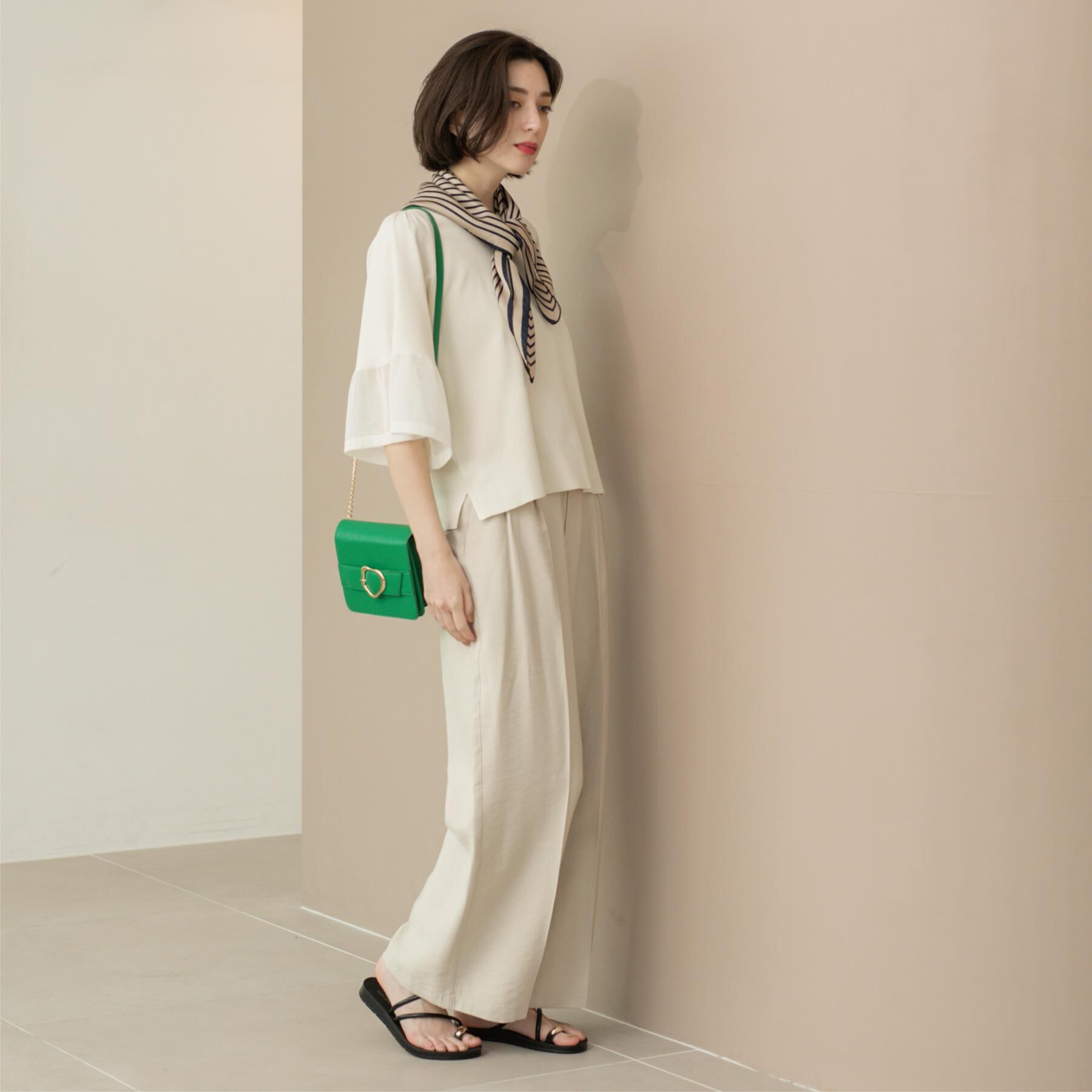 OPAQUE.CLIP「《5色展開》シアーフレアスリーブニット【洗濯機洗い可】」|ニット・セーター|