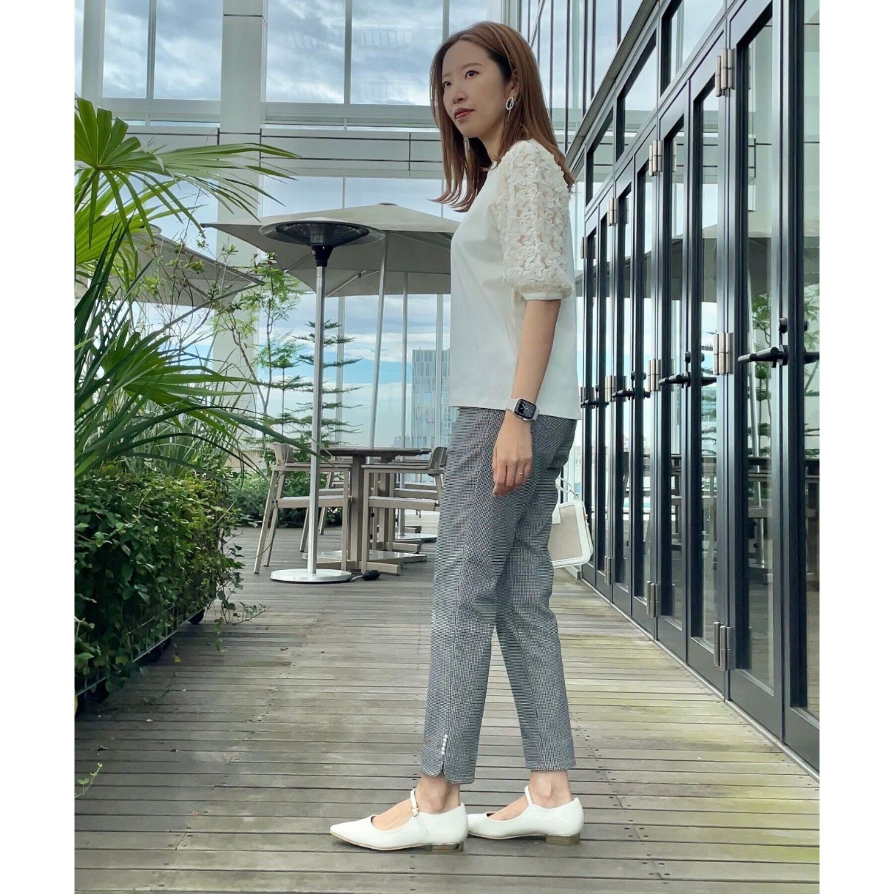 Couture broach「【二の腕カバー】シフォンエンブロチュール袖カットソー」|Tシャツ・カットソー|