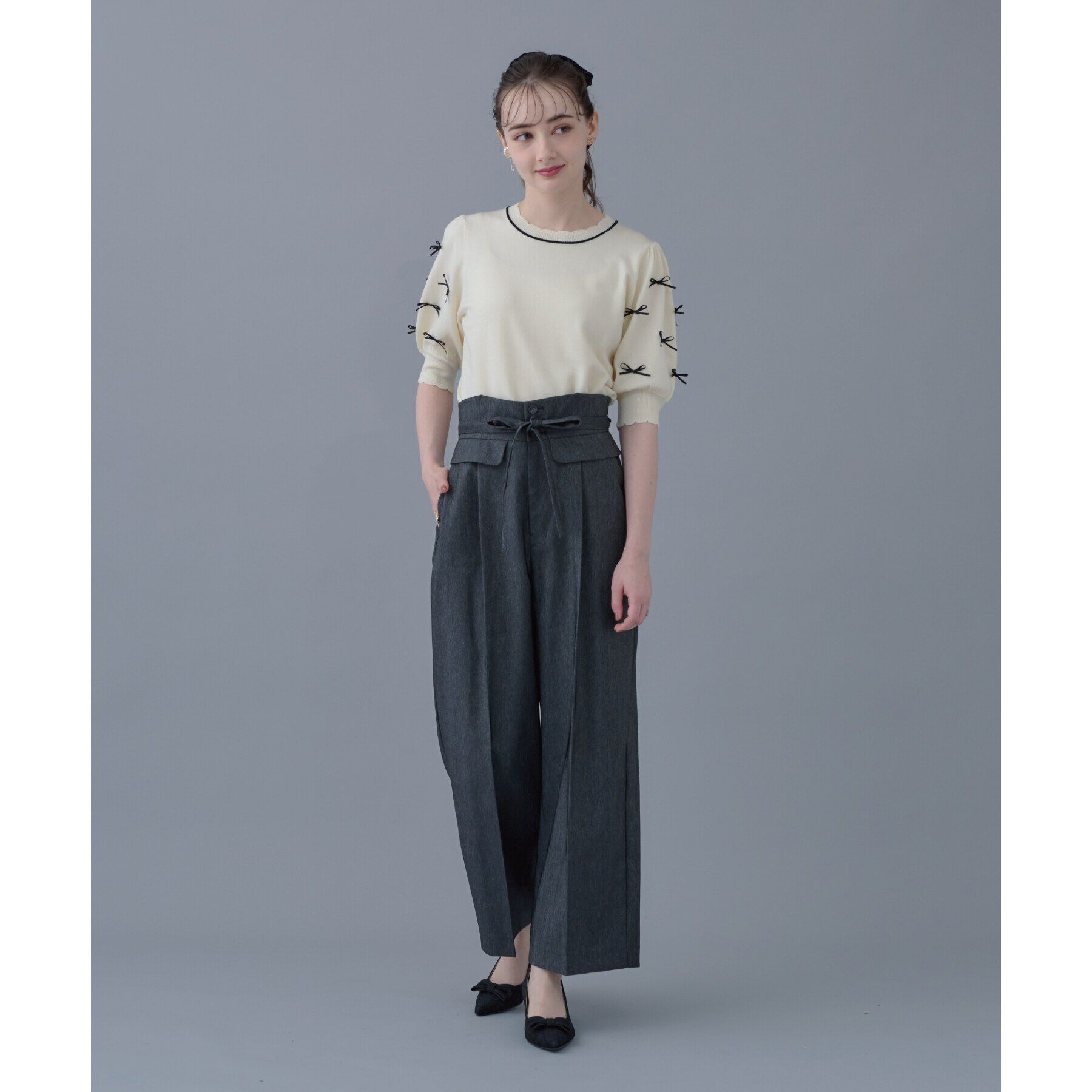 Couture broach「【スッキリきれい見え】デニムライクワイドパンツ」|その他|