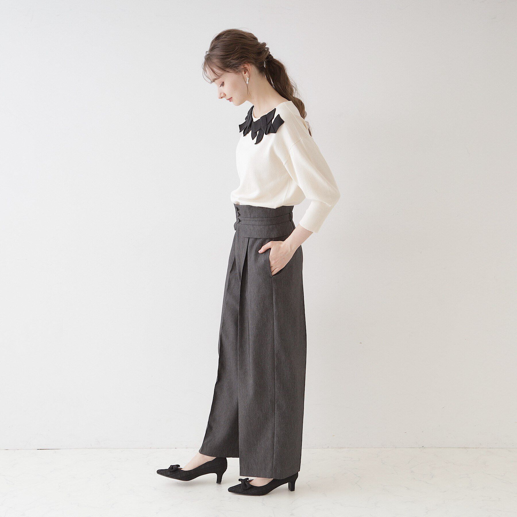 Couture broach「【スッキリきれい見え】デニムライクワイドパンツ」|その他|