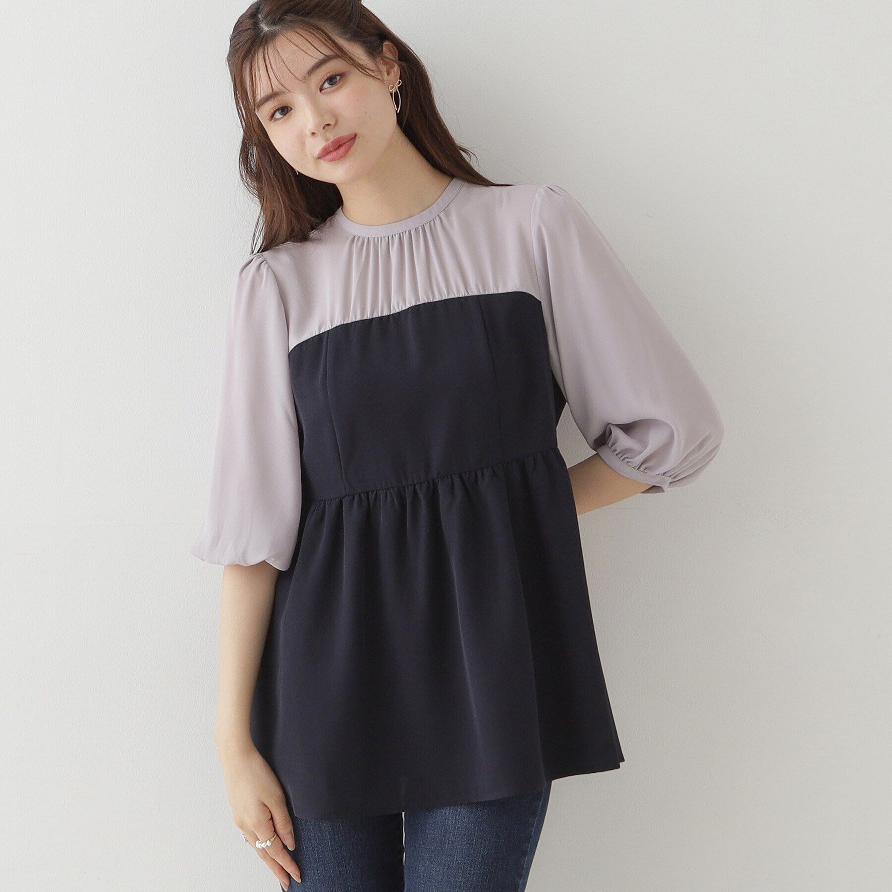 Couture broach「【二の腕・体型カバー】ドッキングベアチュニック」|チュニック|