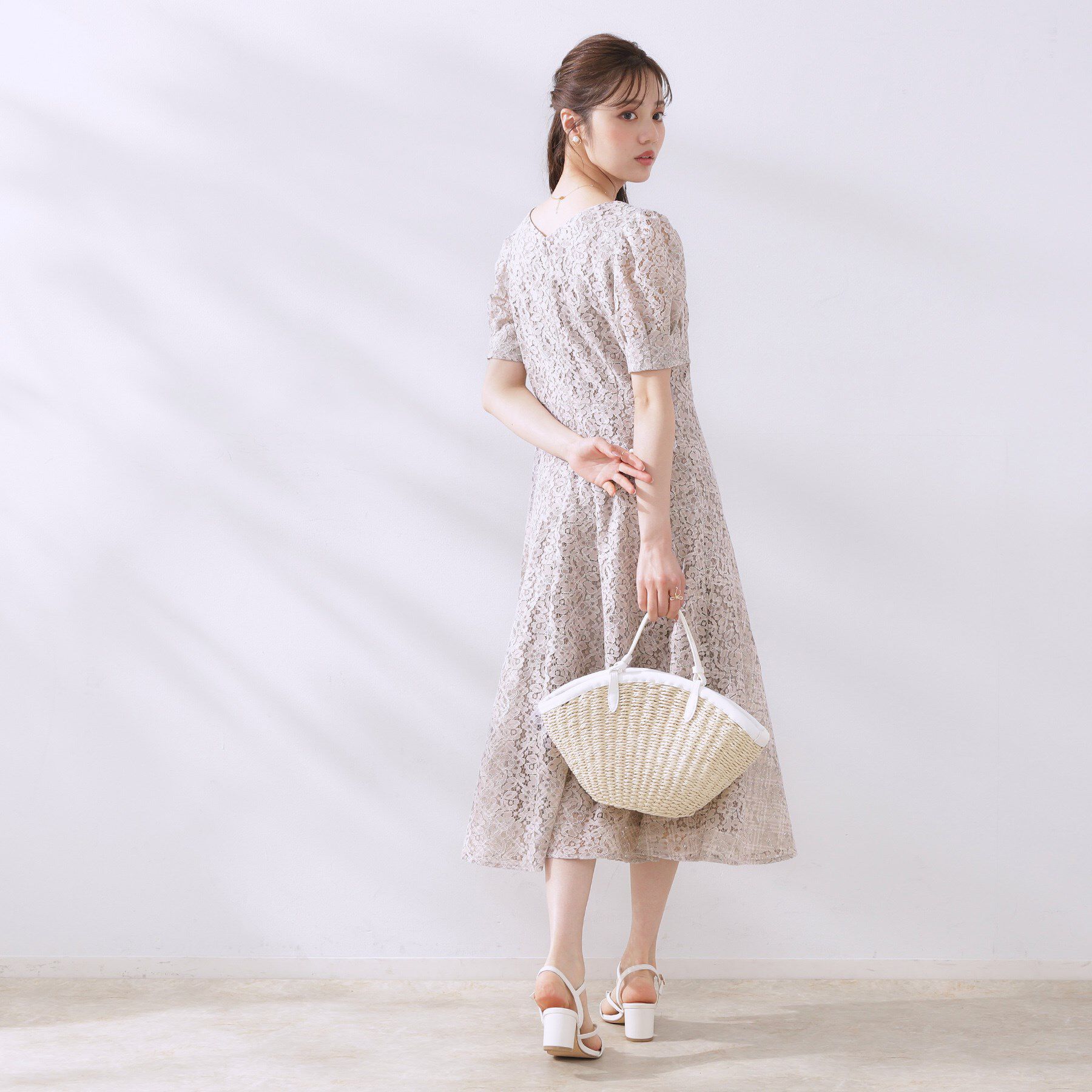 Couture broach「【一枚で着映え・華やか】チェックプリント コードレースワンピース」|ワンピース|