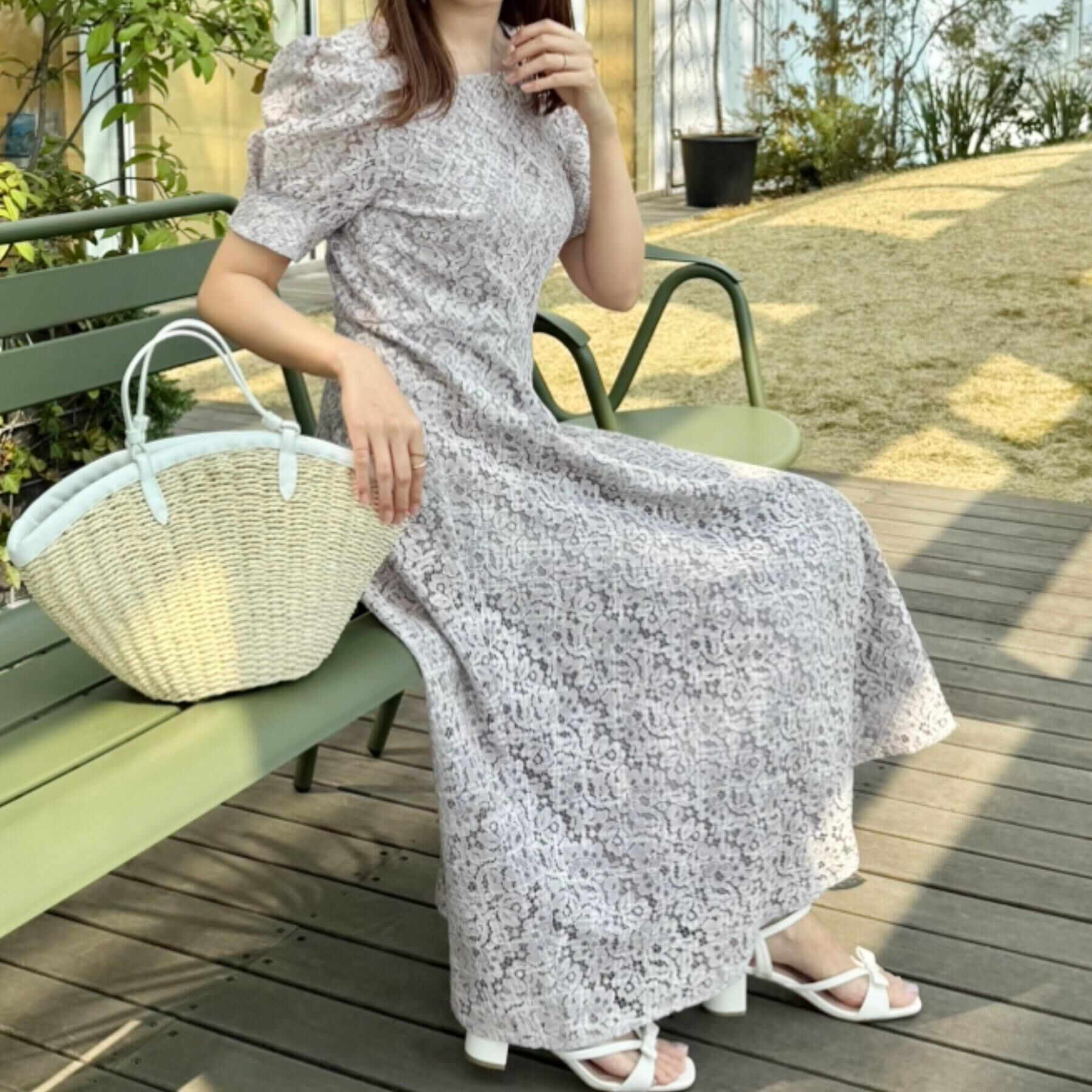 Couture broach「【一枚で着映え・華やか】チェックプリント コードレースワンピース」|ワンピース|