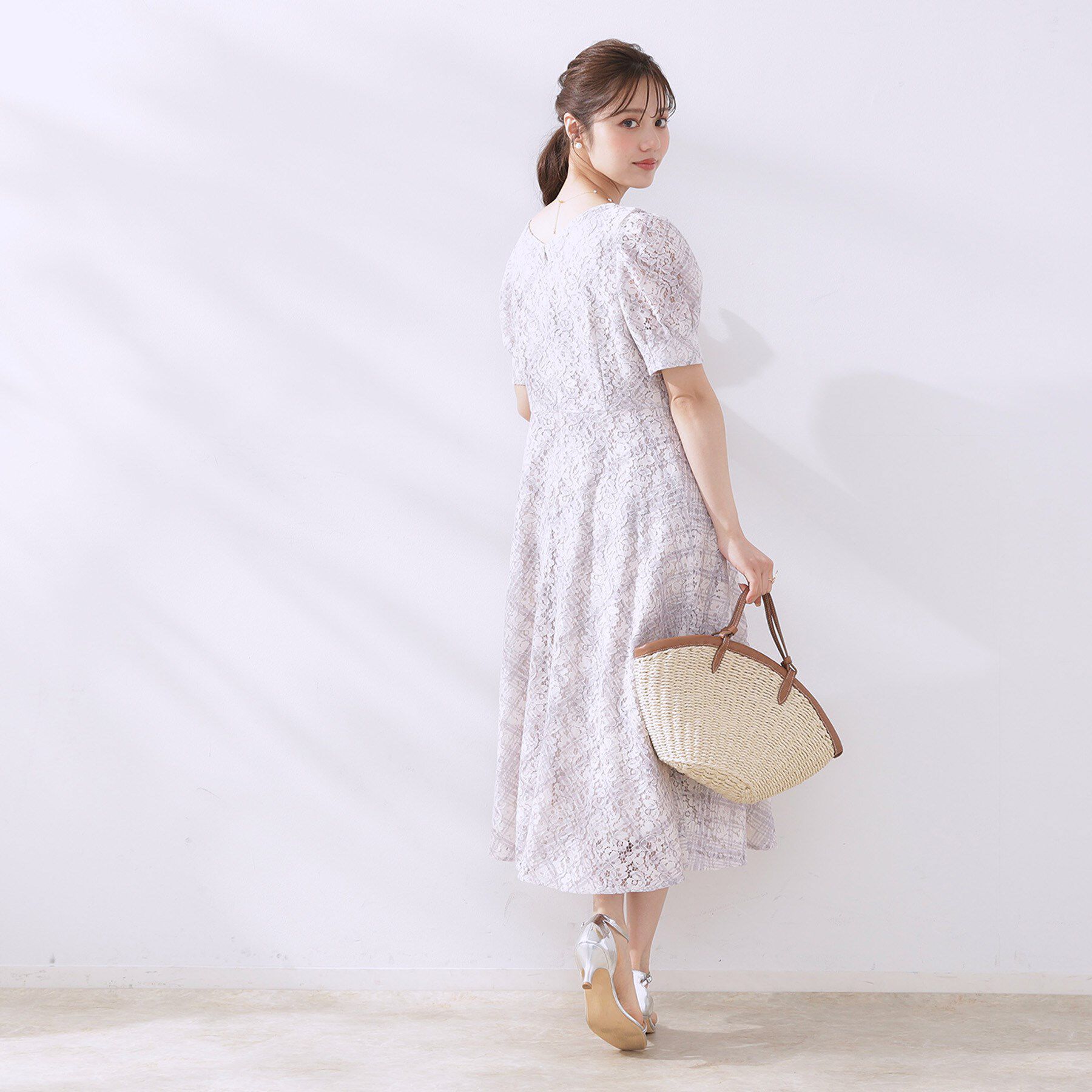 Couture broach「【一枚で着映え・華やか】チェックプリント コードレースワンピース」|ワンピース|