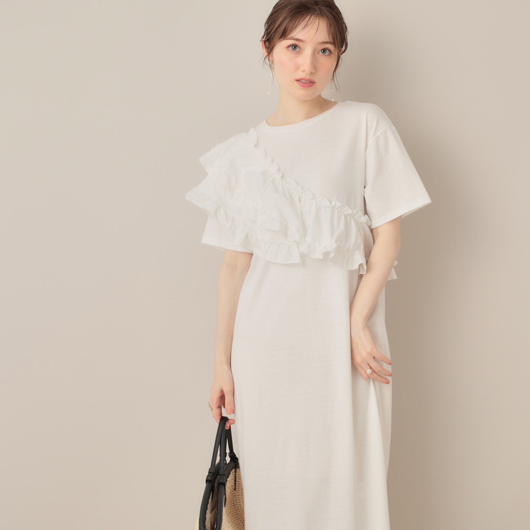 Couture broach「アシメフリルTシャツワンピース」|ワンピース|