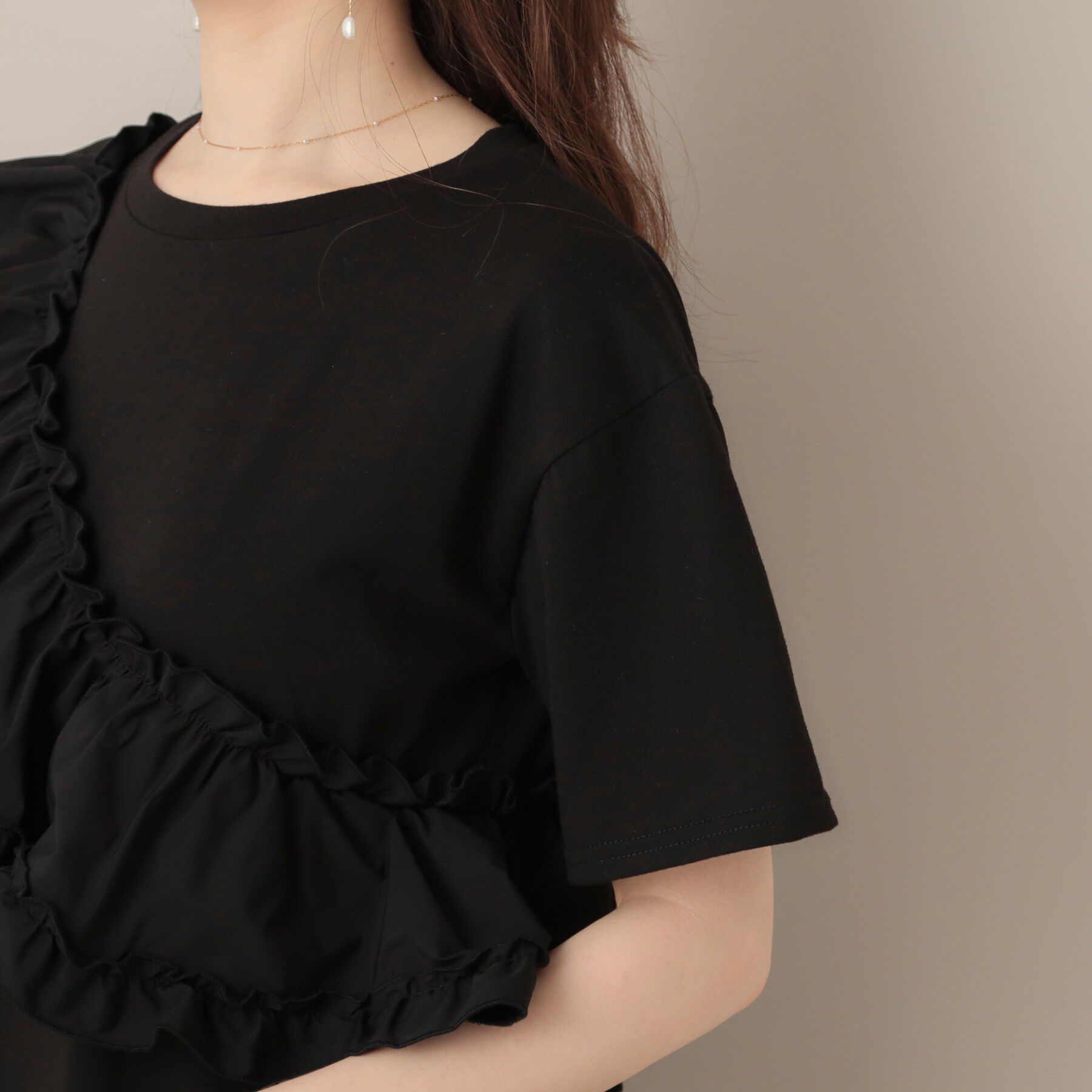 Couture broach「アシメフリルTシャツワンピース」|ワンピース|