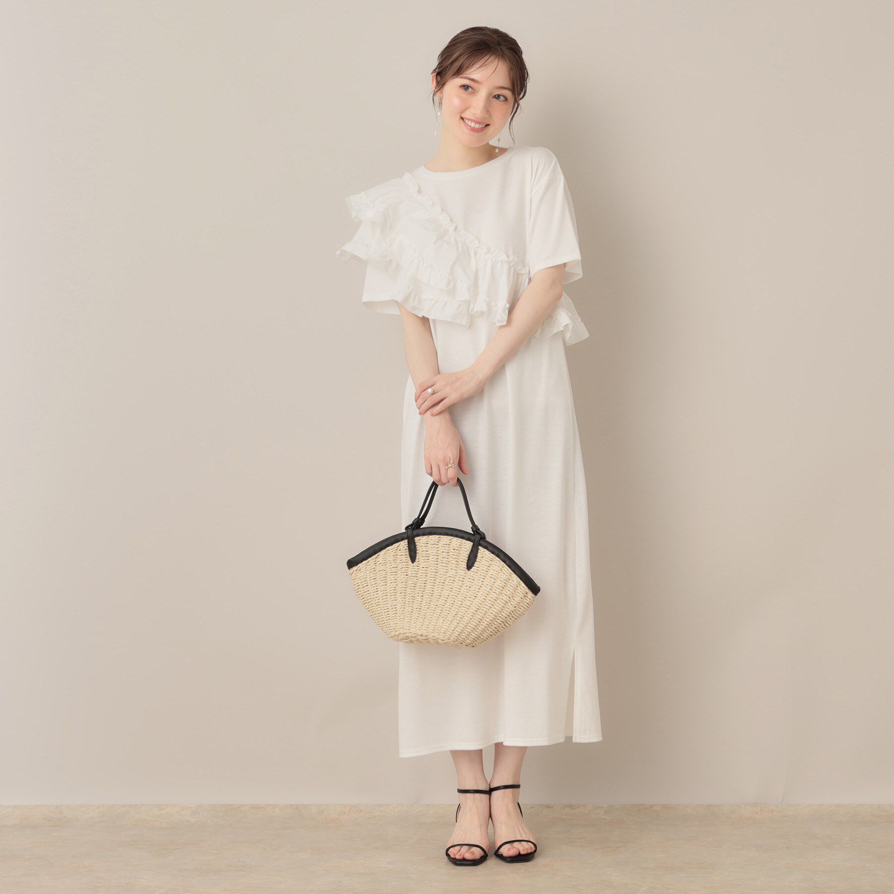 Couture broach「アシメフリルTシャツワンピース」|ワンピース|