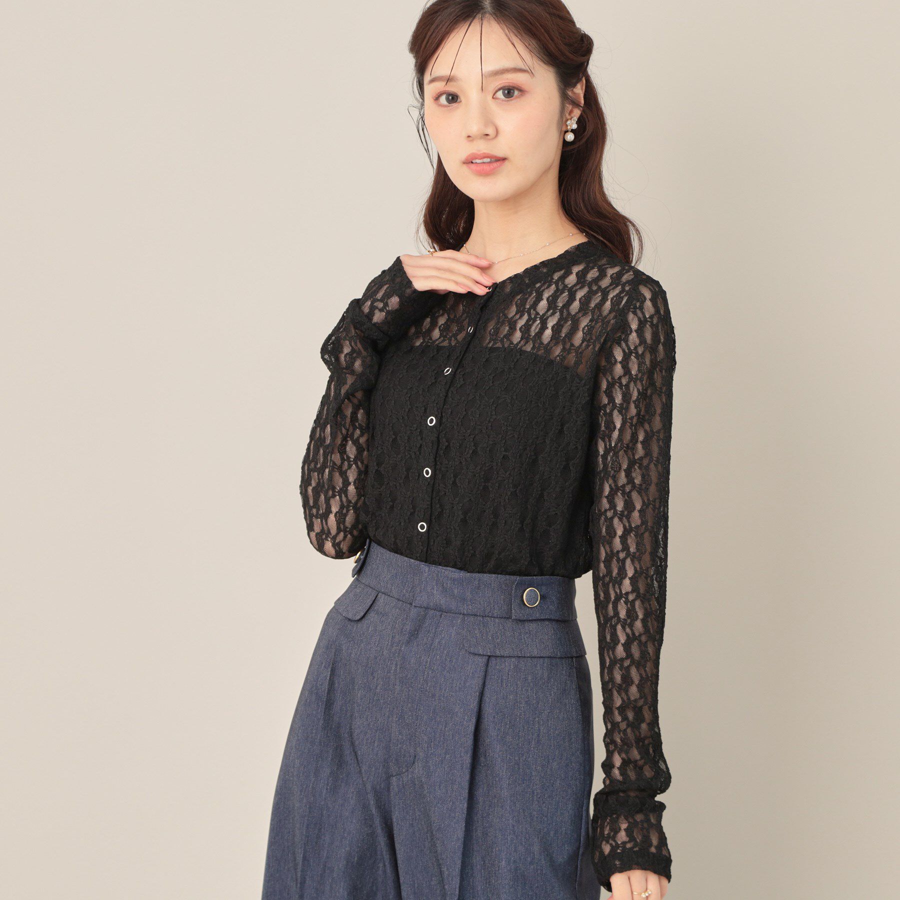 Couture broach「レースリングドットカーディガン」|カーディガン|ブラック(019)