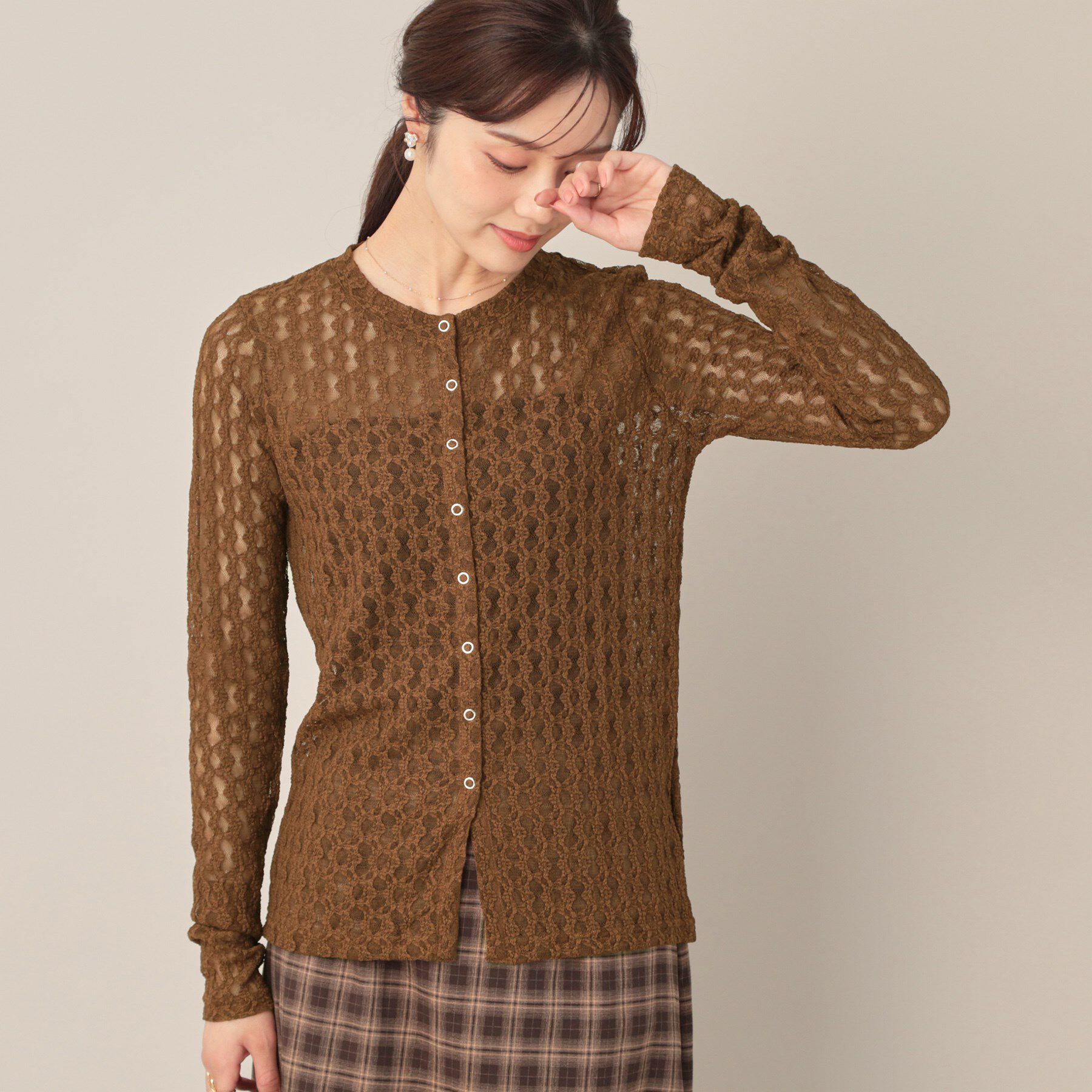 Couture broach「レースリングドットカーディガン」|カーディガン|ブラウン(043)