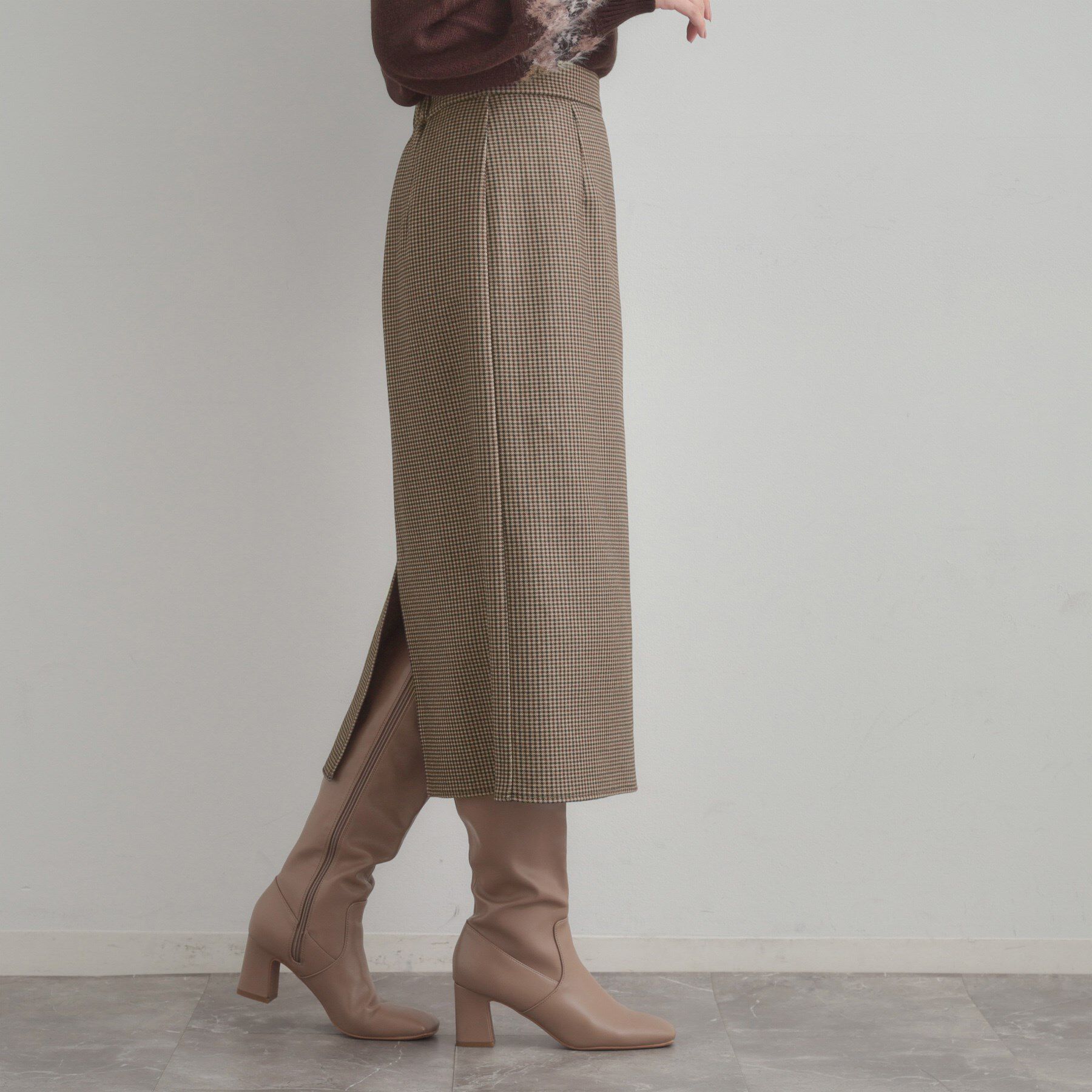 Couture broach「【洗える/微起毛】Iライン チェックスカート」|スカート|