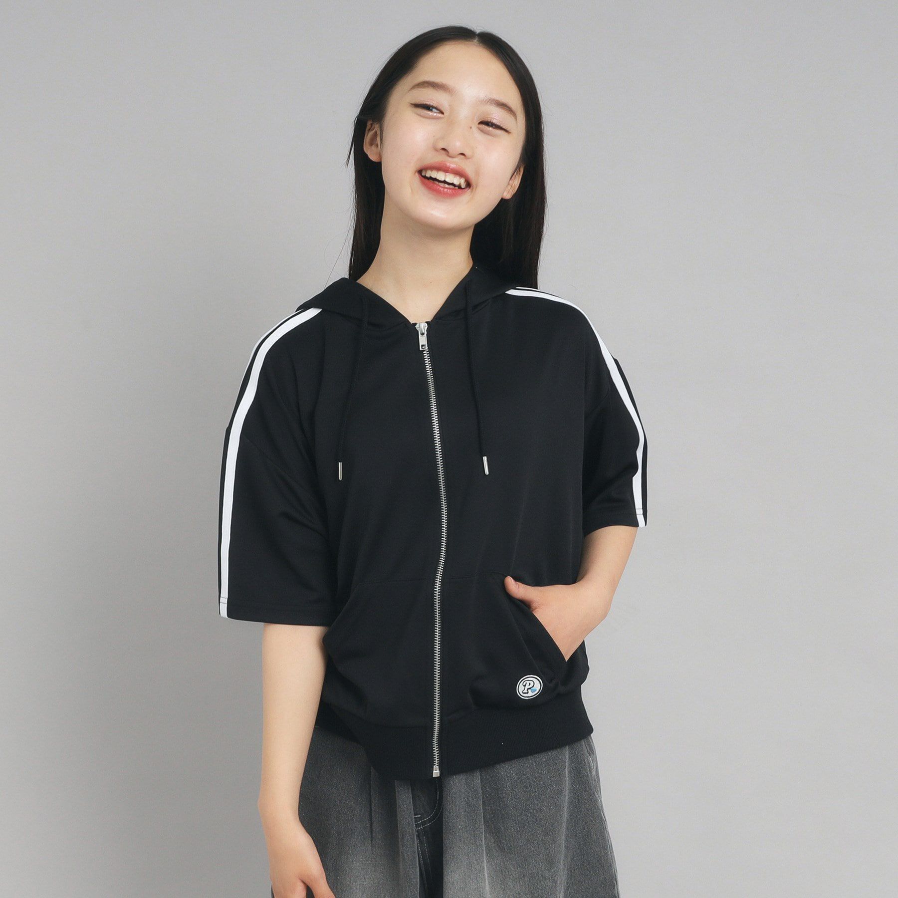 PINK-latte「5分袖トラックジャケット」|パーカー|