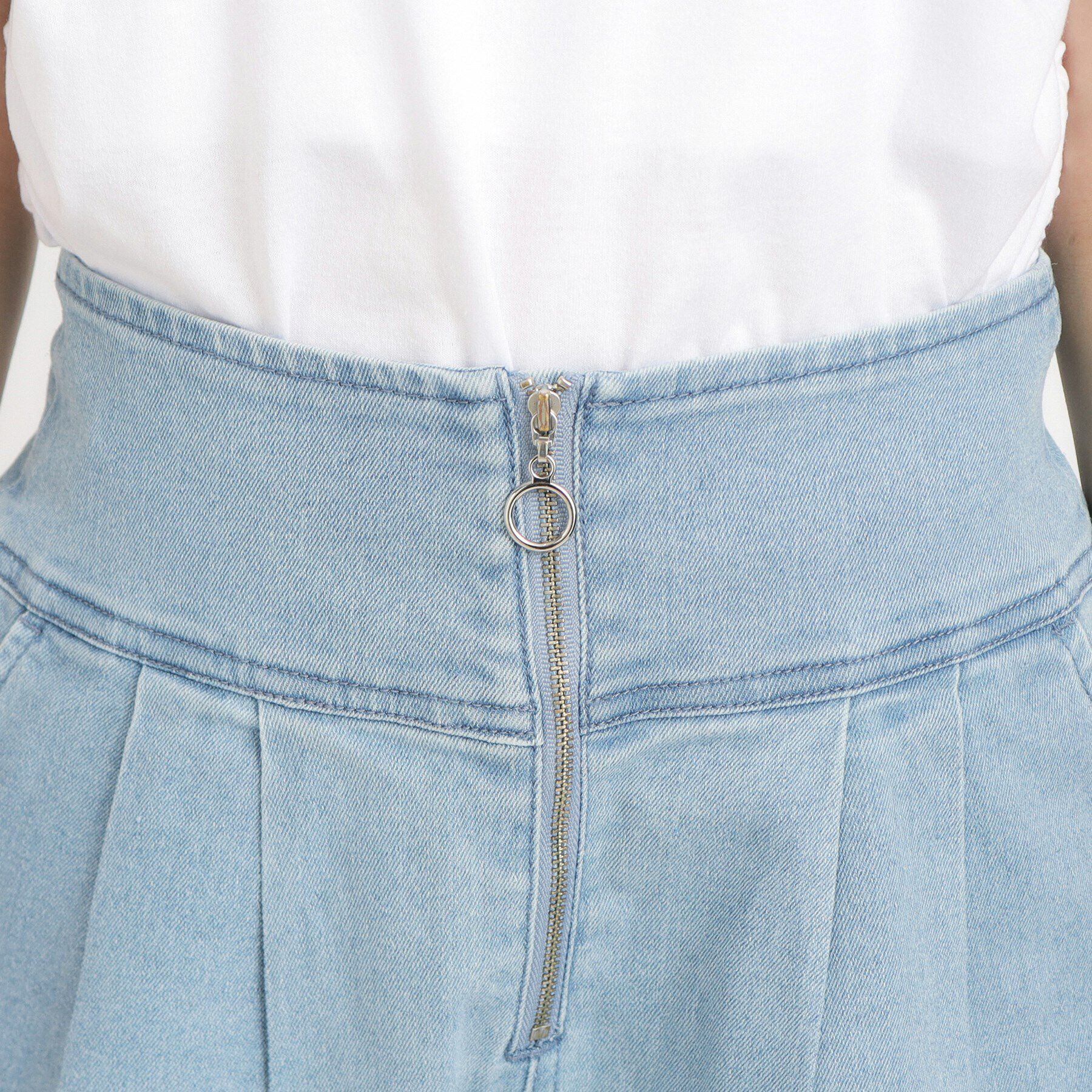 PINK-latte「【130cmあり】リングジップデニムショートパンツ」|キュロット|