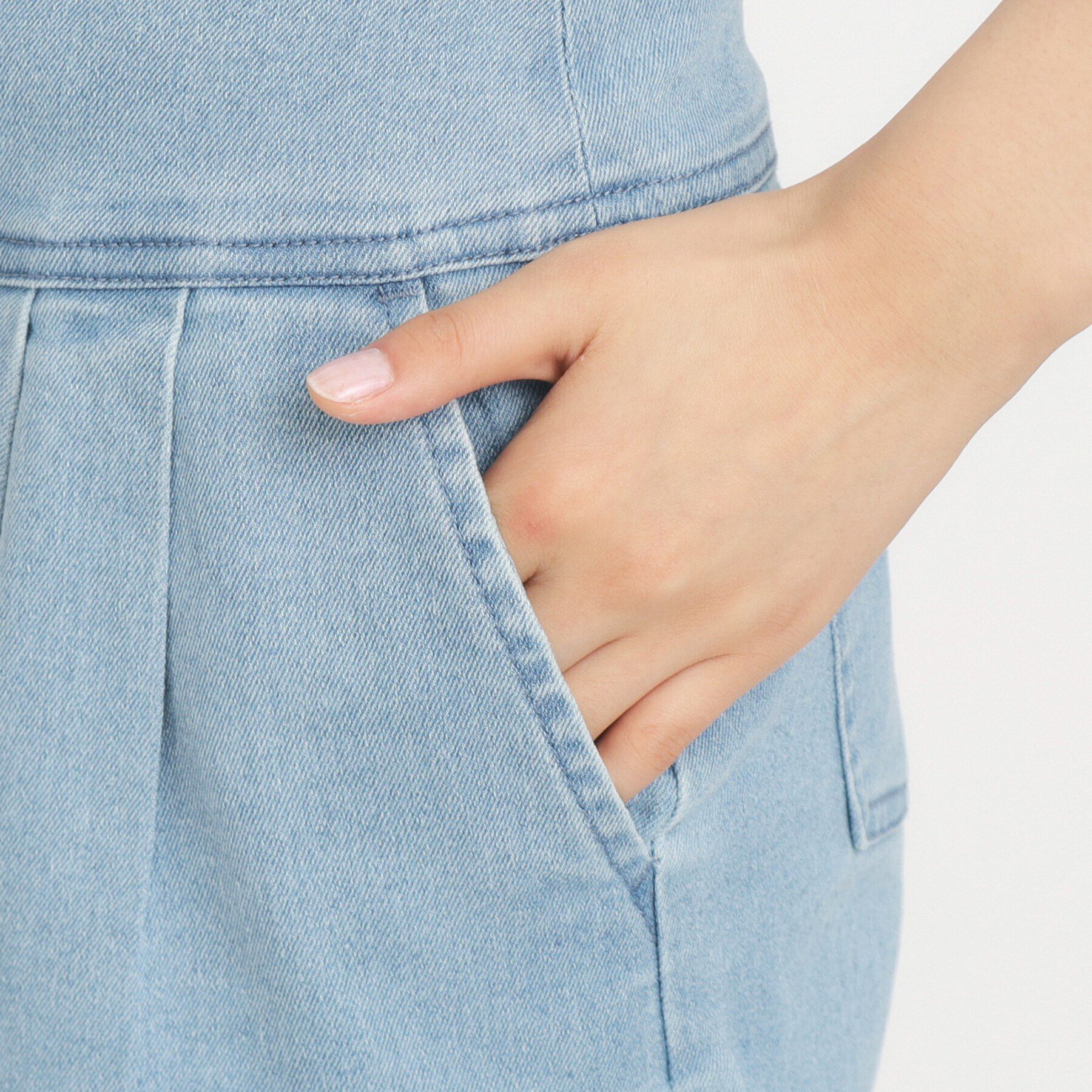 PINK-latte「【130cmあり】リングジップデニムショートパンツ」|キュロット|