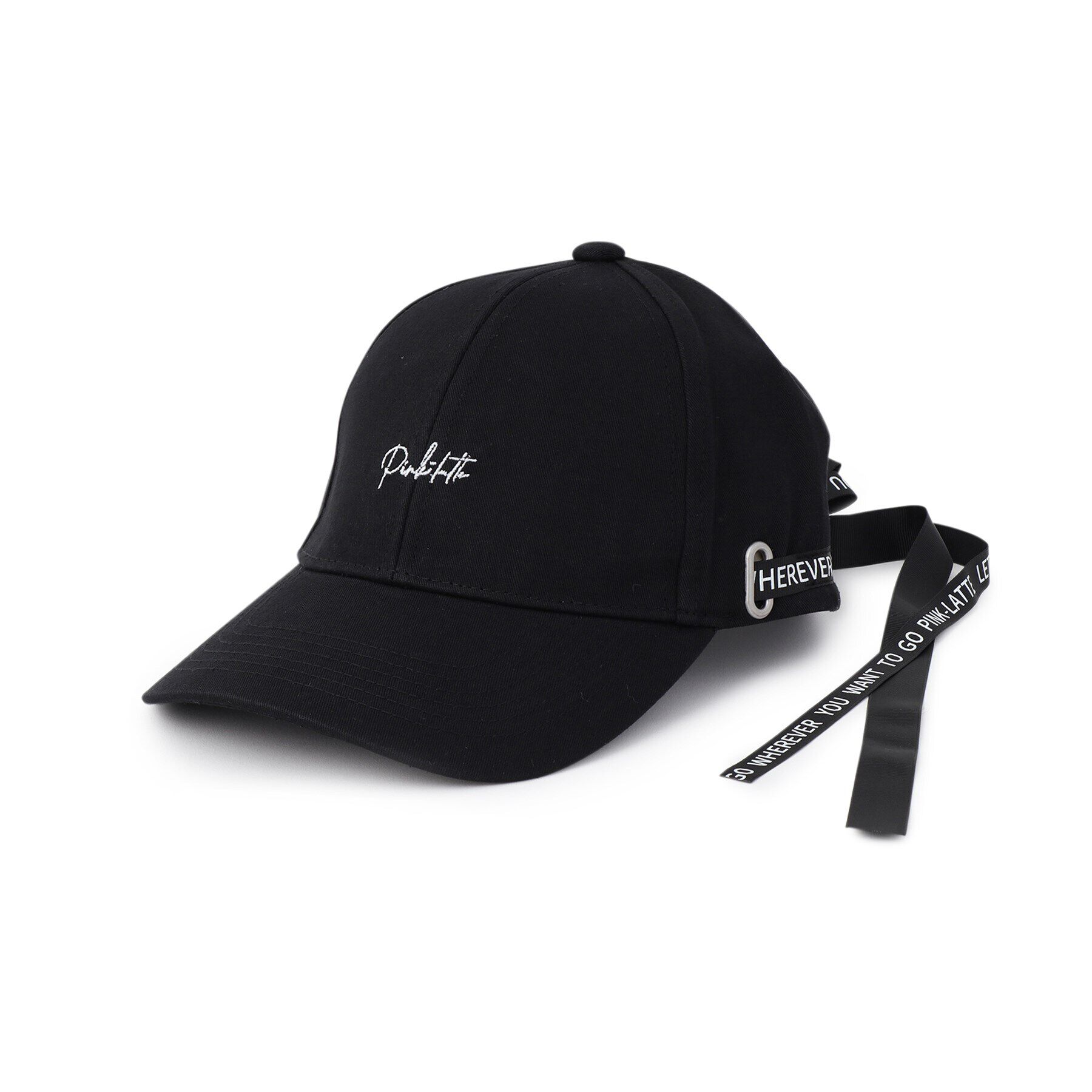 PINK-latte「ロゴリボンキャップ」|キャップ・キャスケット|ﾌﾞﾗｯｸ(019)