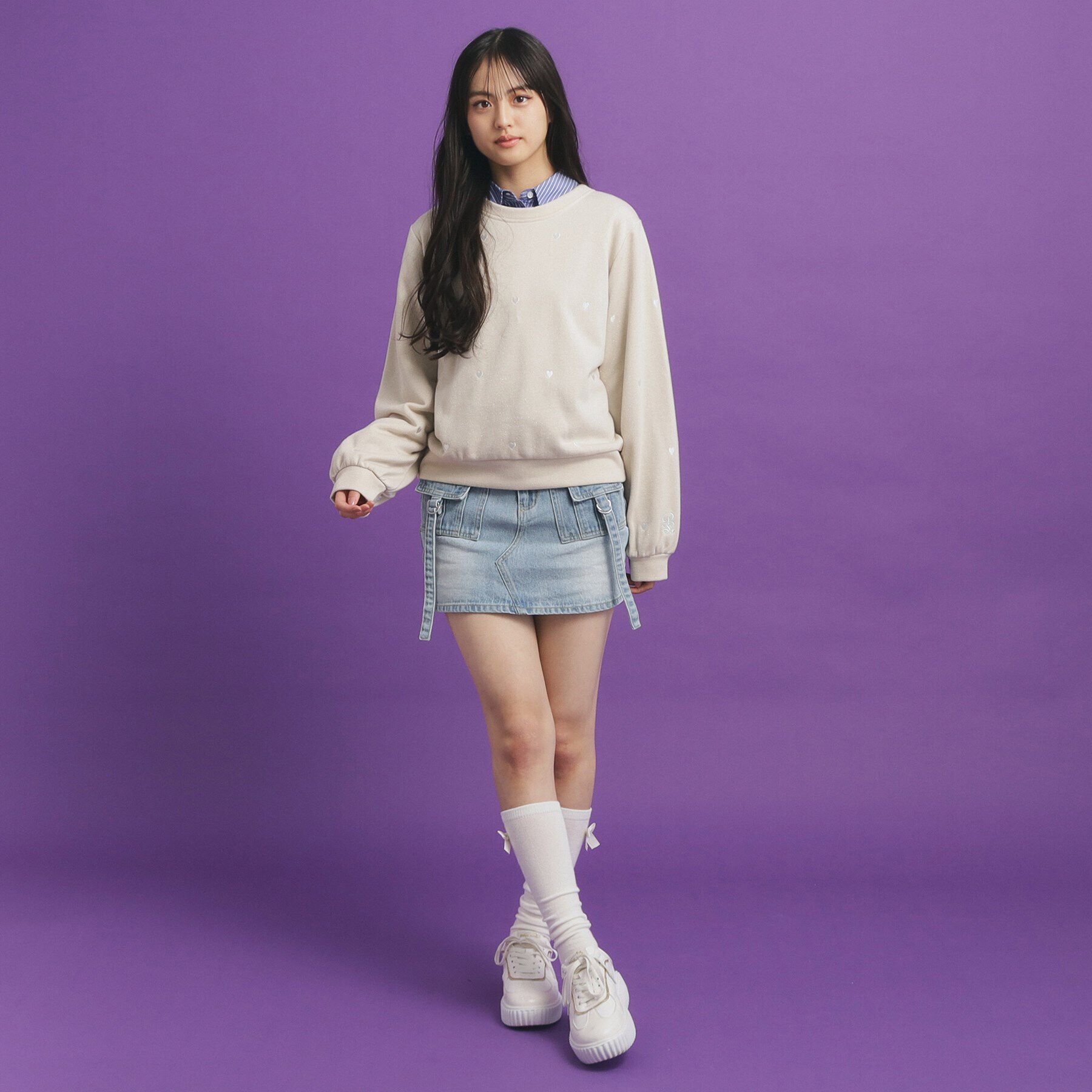 PINK-latte「総 刺繍ラメ裏毛トップス」|その他|