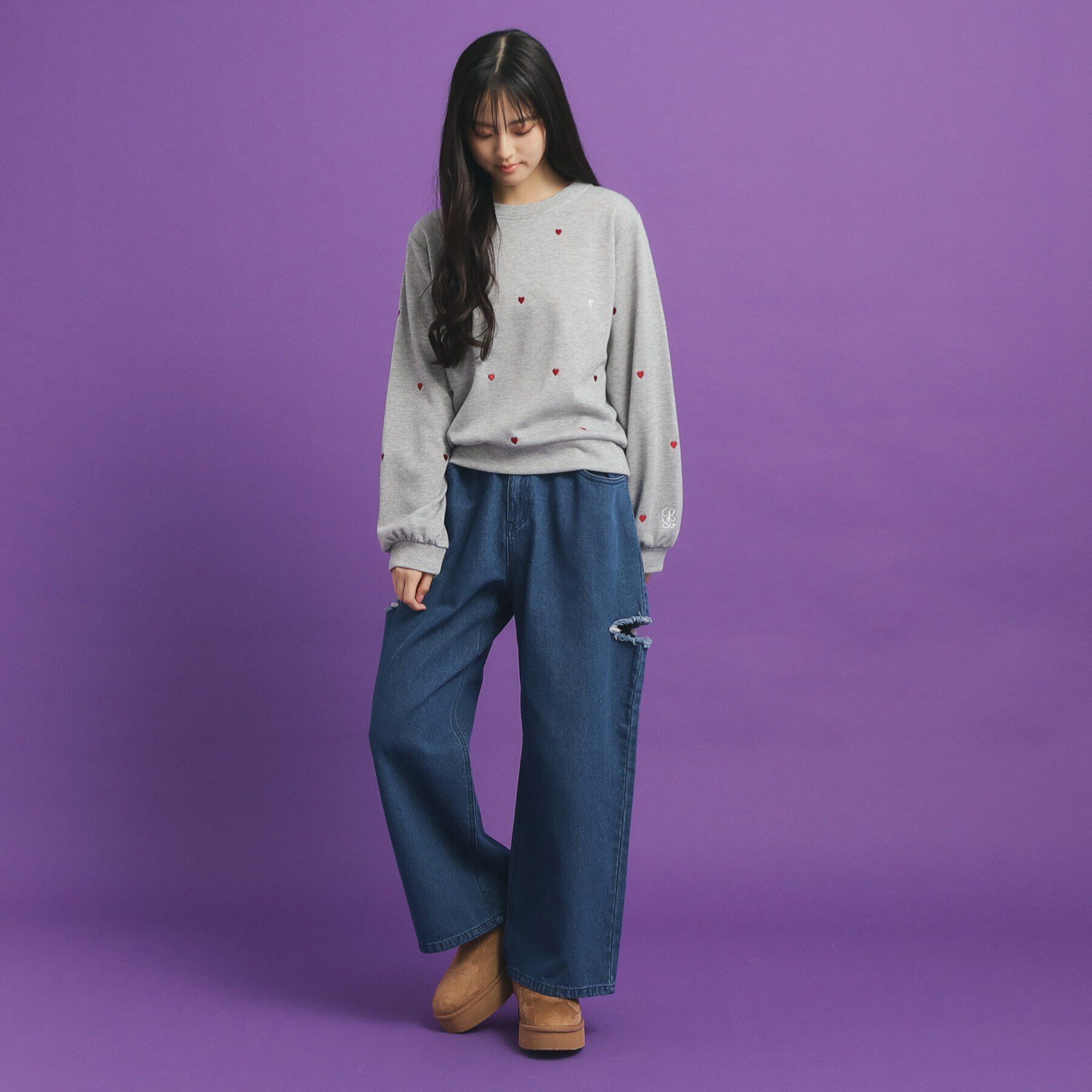 PINK-latte「総 刺繍ラメ裏毛トップス」|その他|