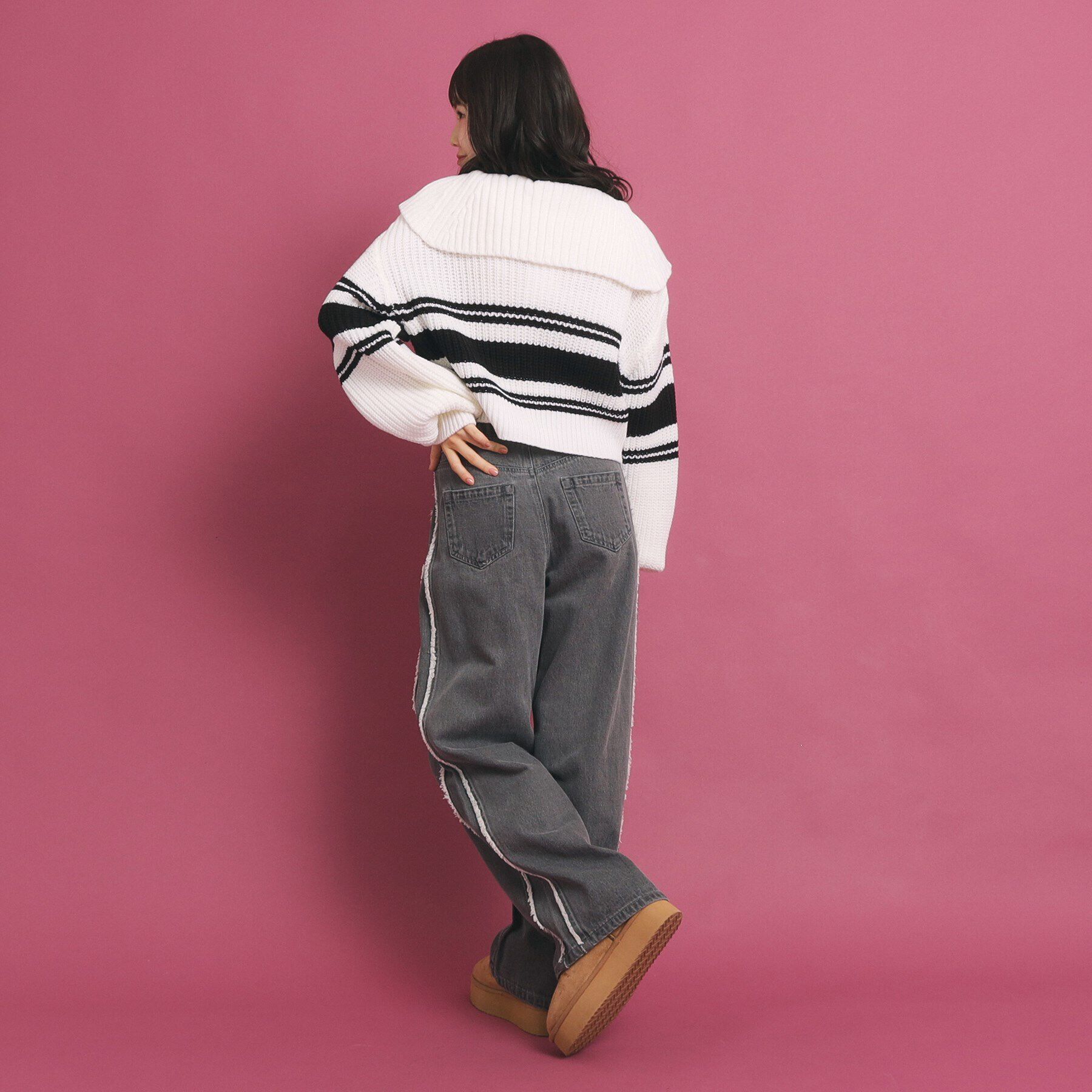 PINK-latte「ハーフジップ ニットプルオーバー」|ニット・セーター|