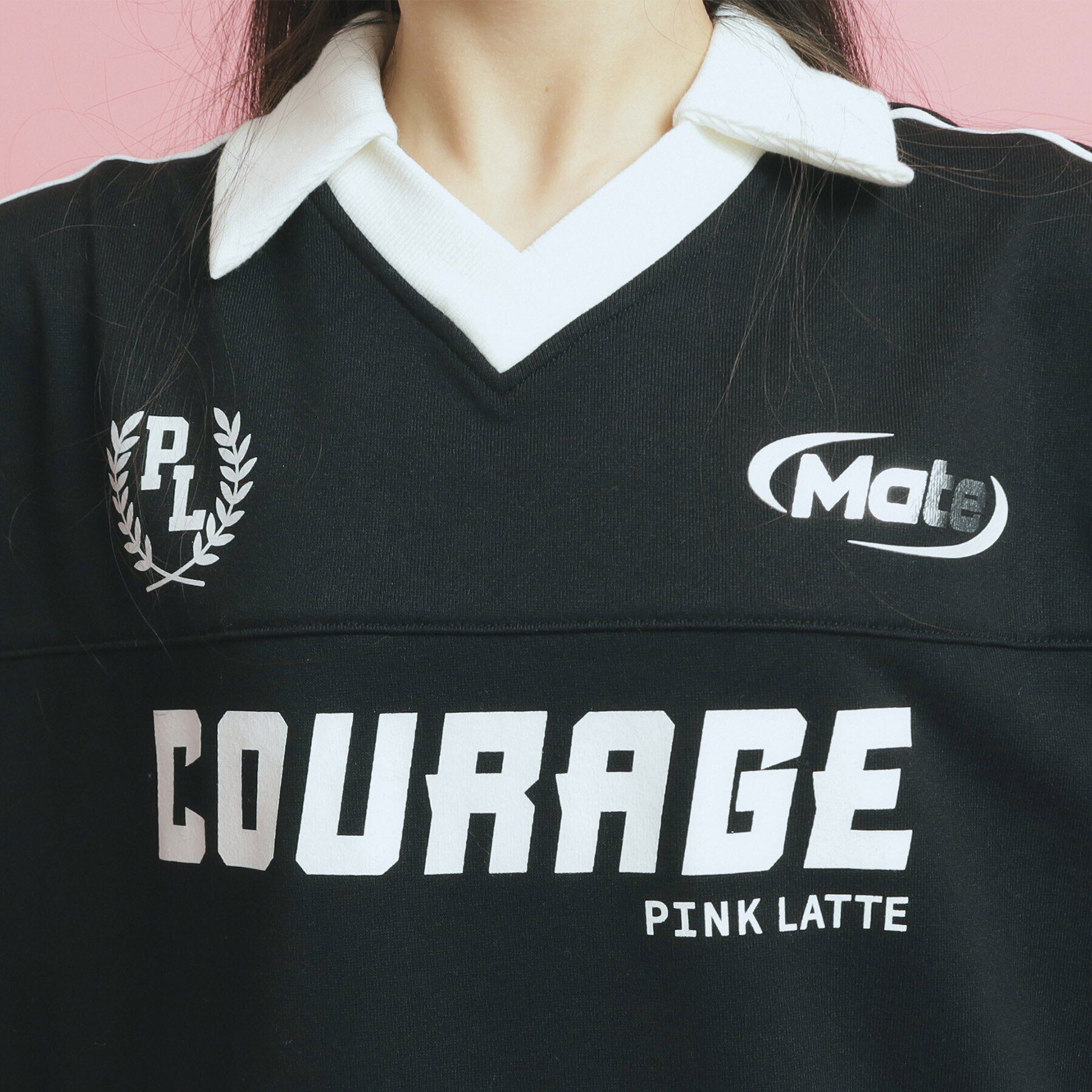 PINK-latte「トレンドVネックゲームシャツ」|Tシャツ・カットソー|