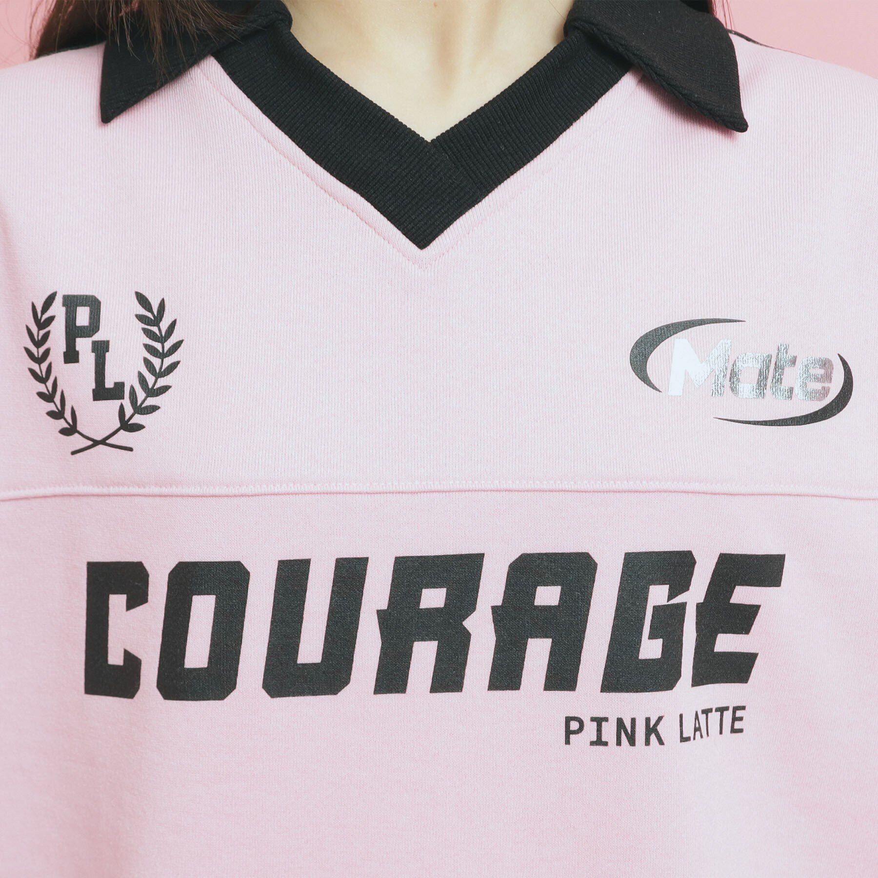 PINK-latte「トレンドVネックゲームシャツ」|Tシャツ・カットソー|