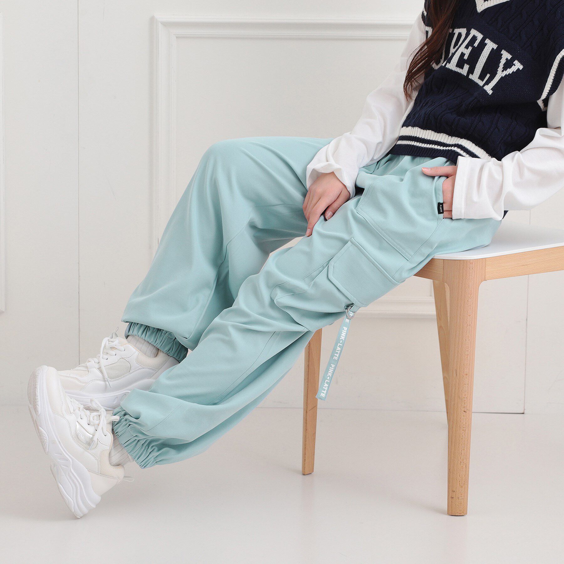 PINK-latte「ベーシックカーゴパンツ」|その他|ブルー(091)